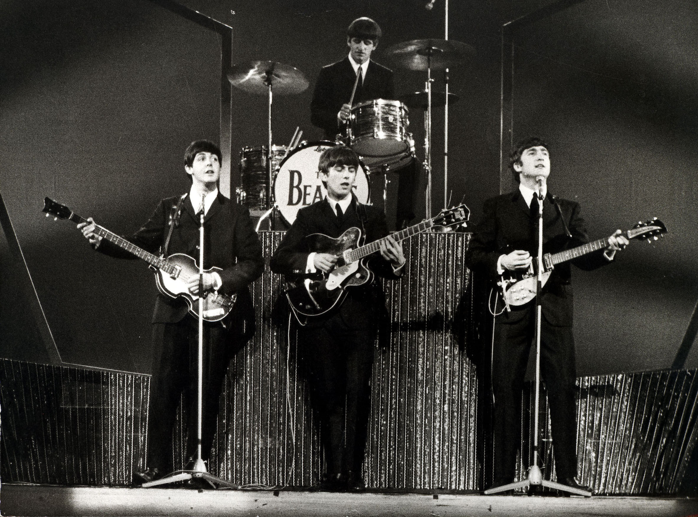 The Beatles, Concerto, Chitarre, Batteria, Bianco e nero, sfondo per iPad e tablet