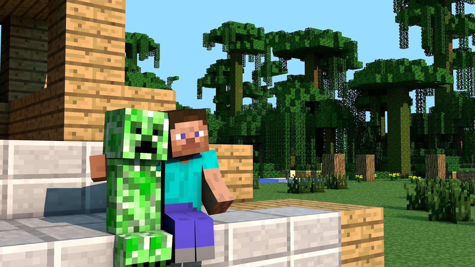 Creeper, Steve, Minecraft, Giungla, 1920x1080, sfondo per PC