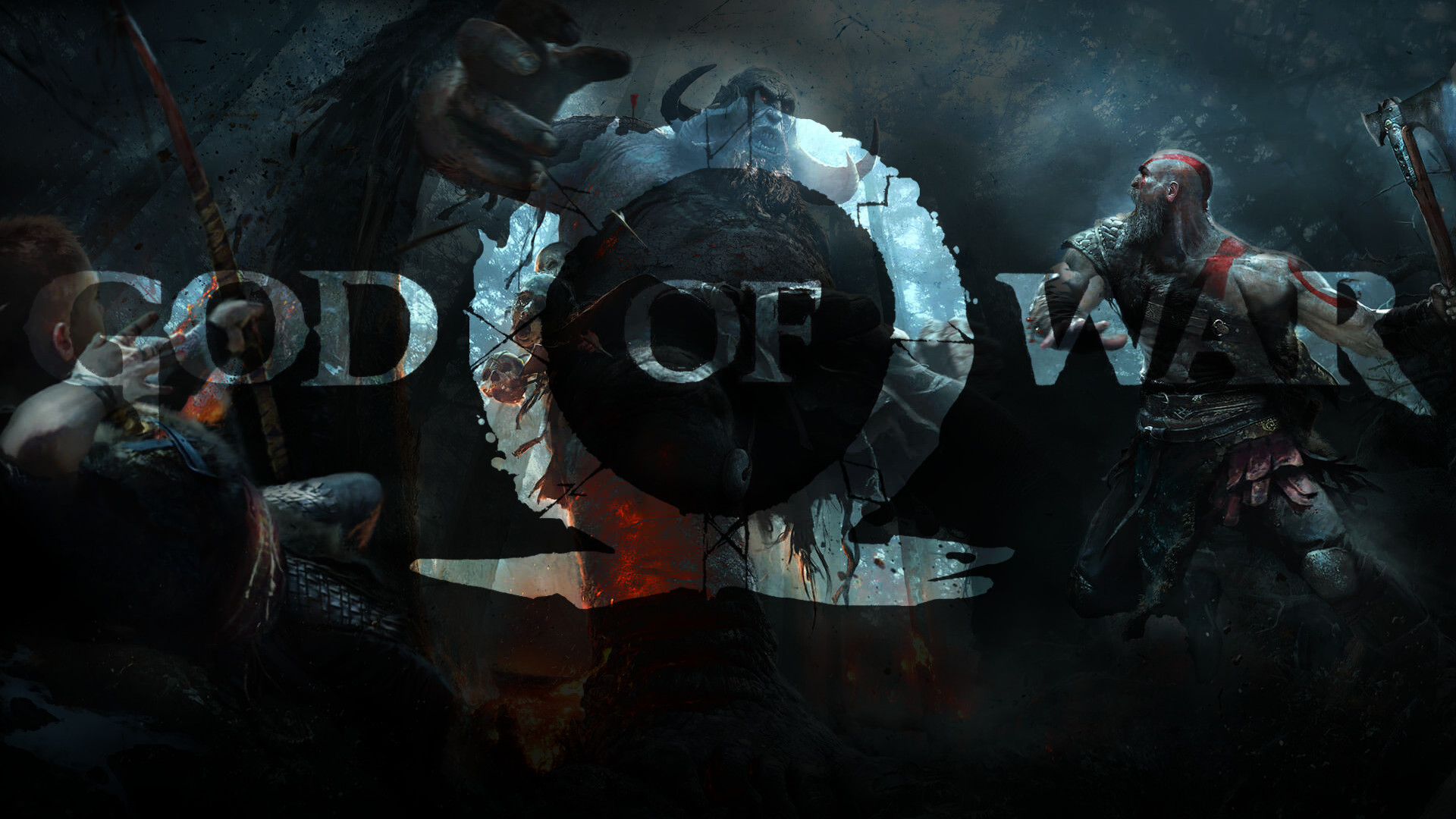 God of War, Kratos, Santa Monica Studio, Logo, Buio, Full HD, sfondo desktop