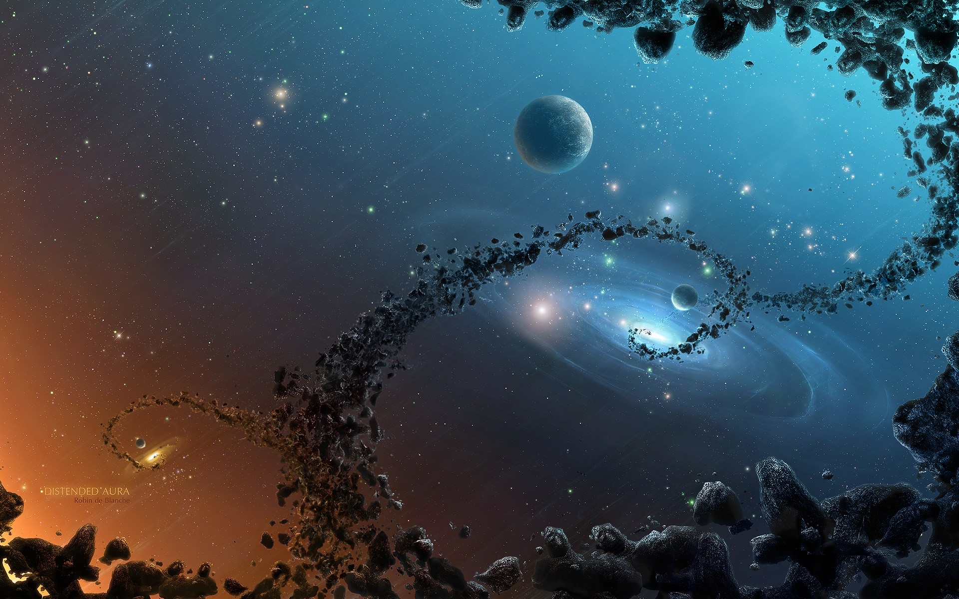 Galassia, Asteroidi, Pianeti, Arte spaziale, 1920x1200, sfondo MacBook Pro