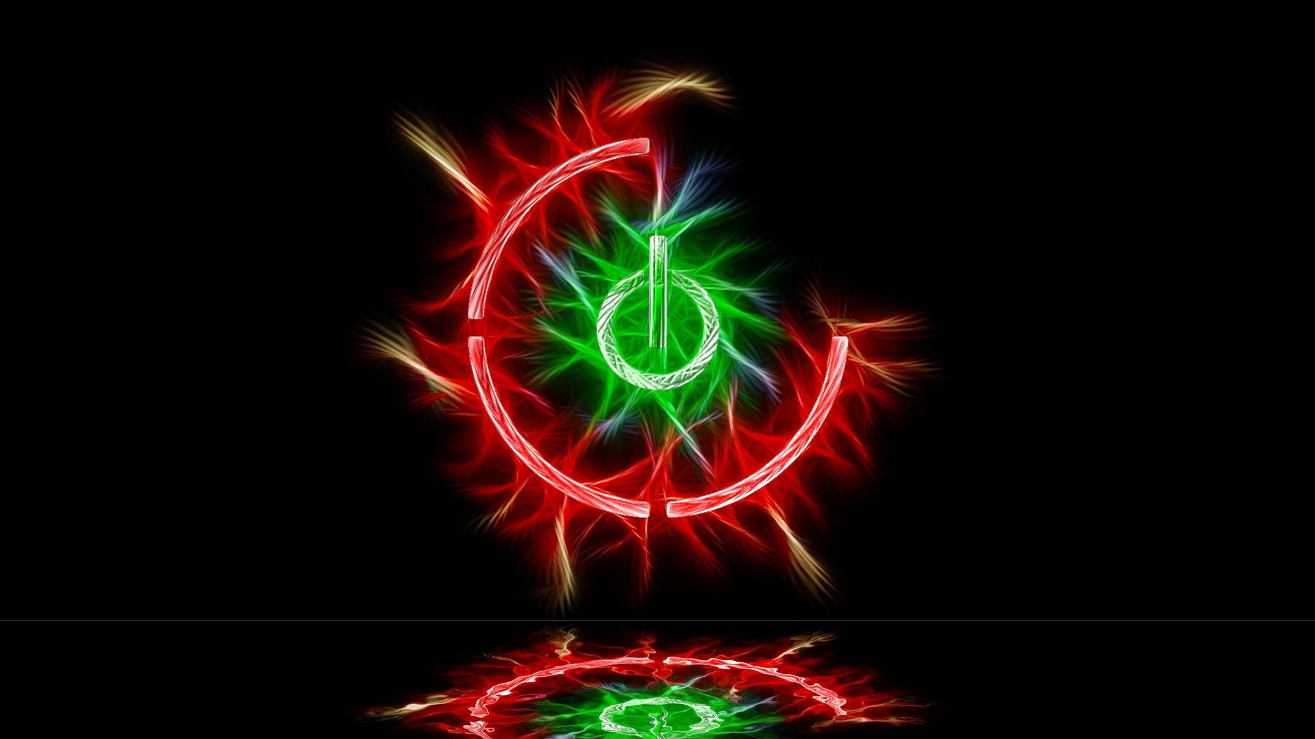 Simbolo di accensione, Arte frattale, Neon, 1920x1080, wallpaper desktop