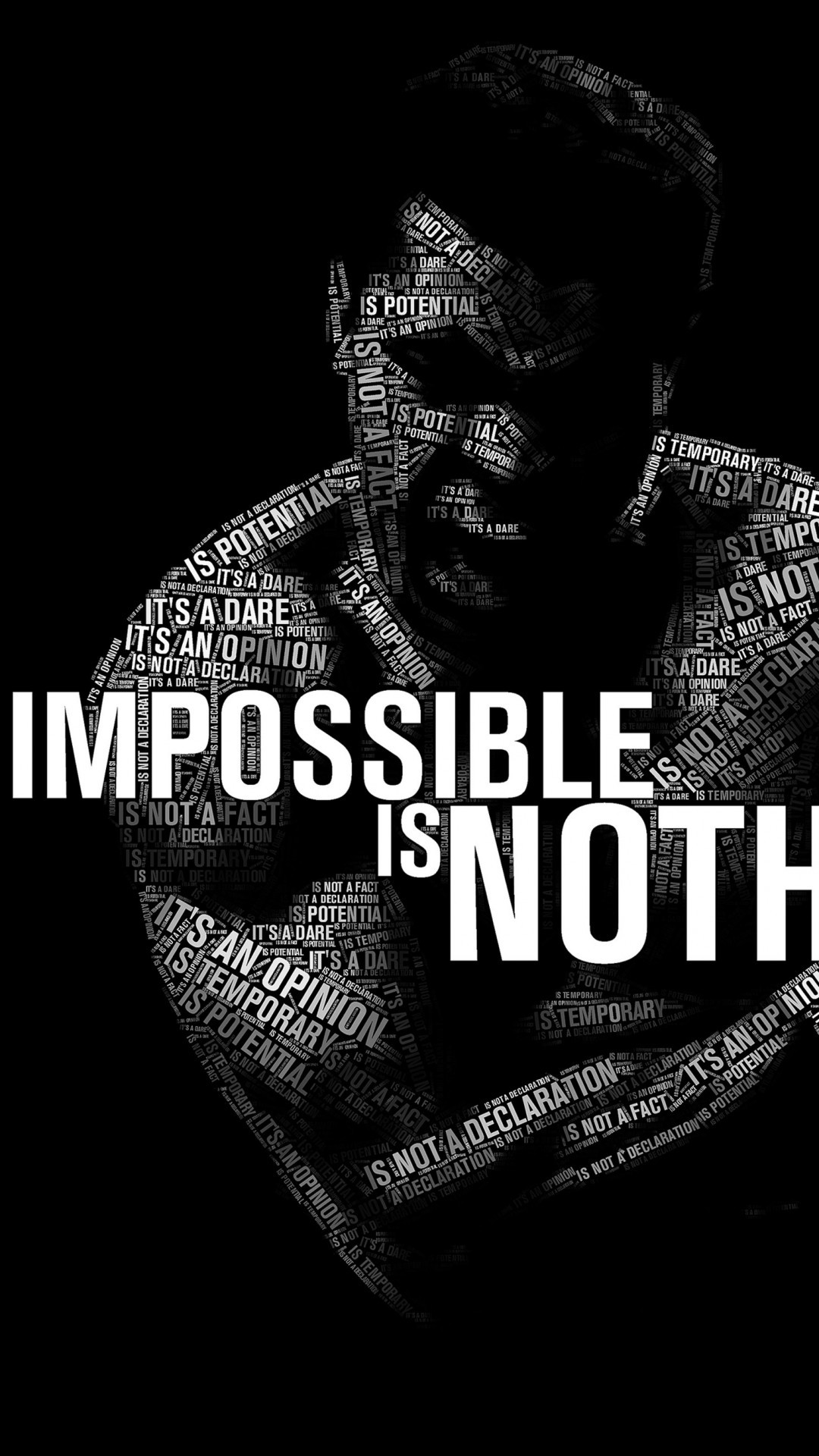 Muhammad Ali, Impossible Is Nothing, Tipografia, Bianco e nero, sfondo iPhone 7