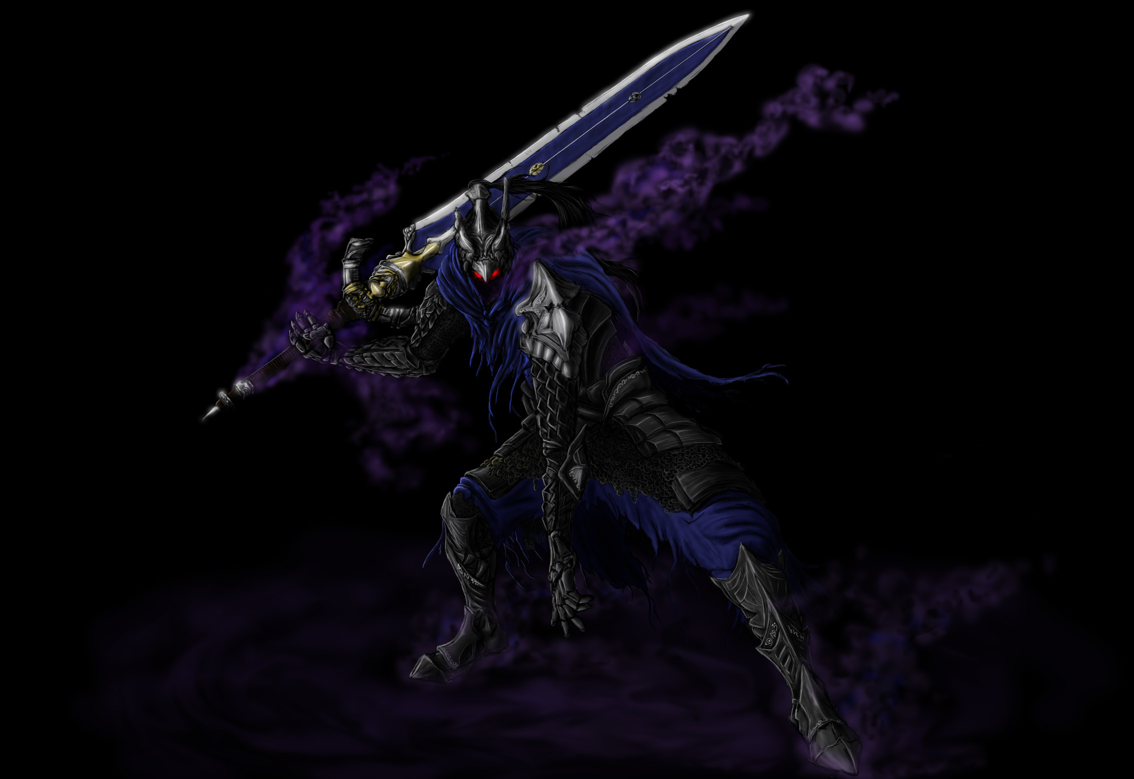 Artorias, Dark Souls, Spadone, Sfondo nero, Full HD, wallpaper per portatile