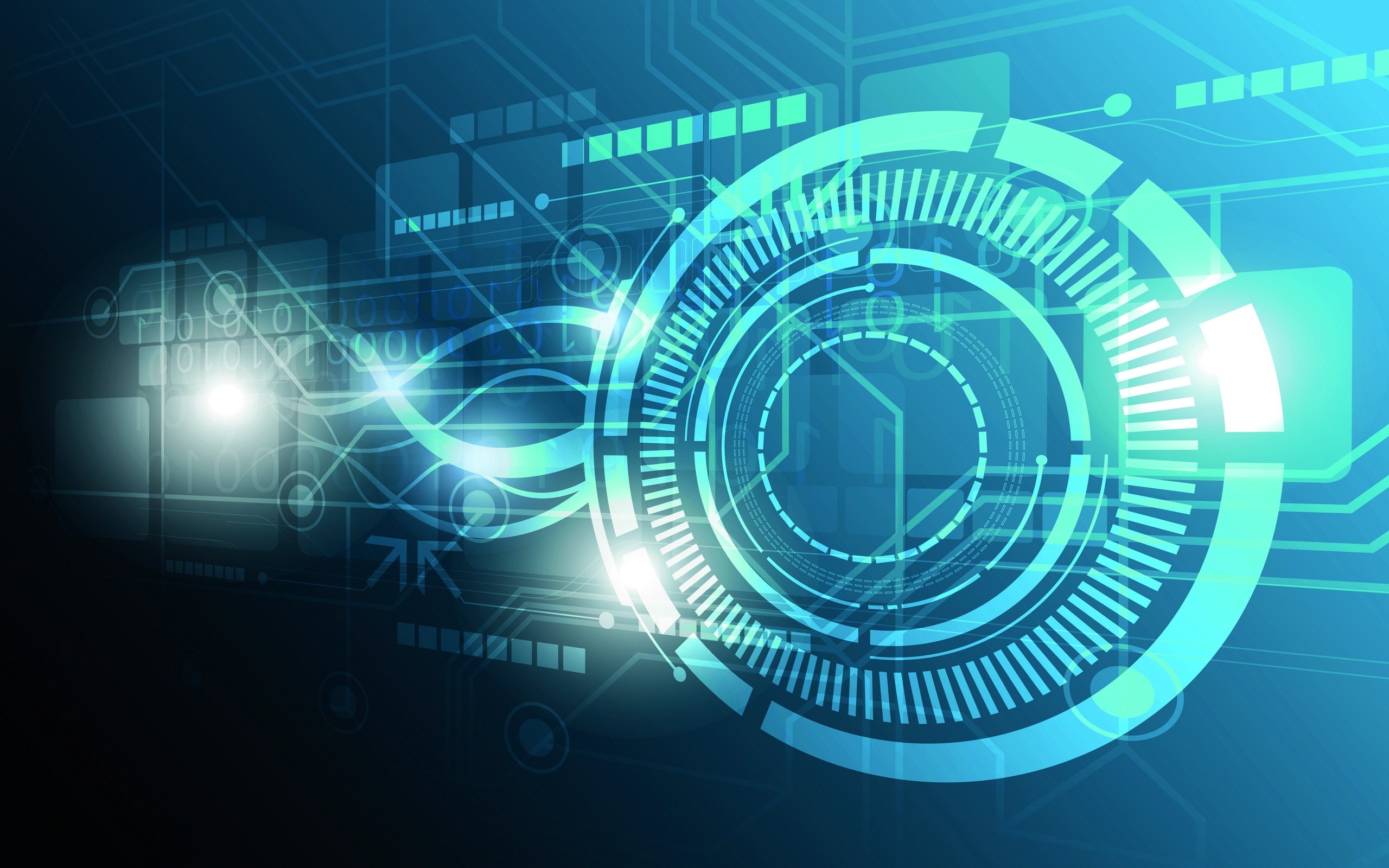Interfaccia futuristica, Cerchi digitali, Azzurro, 2K, sfondo Windows 11
