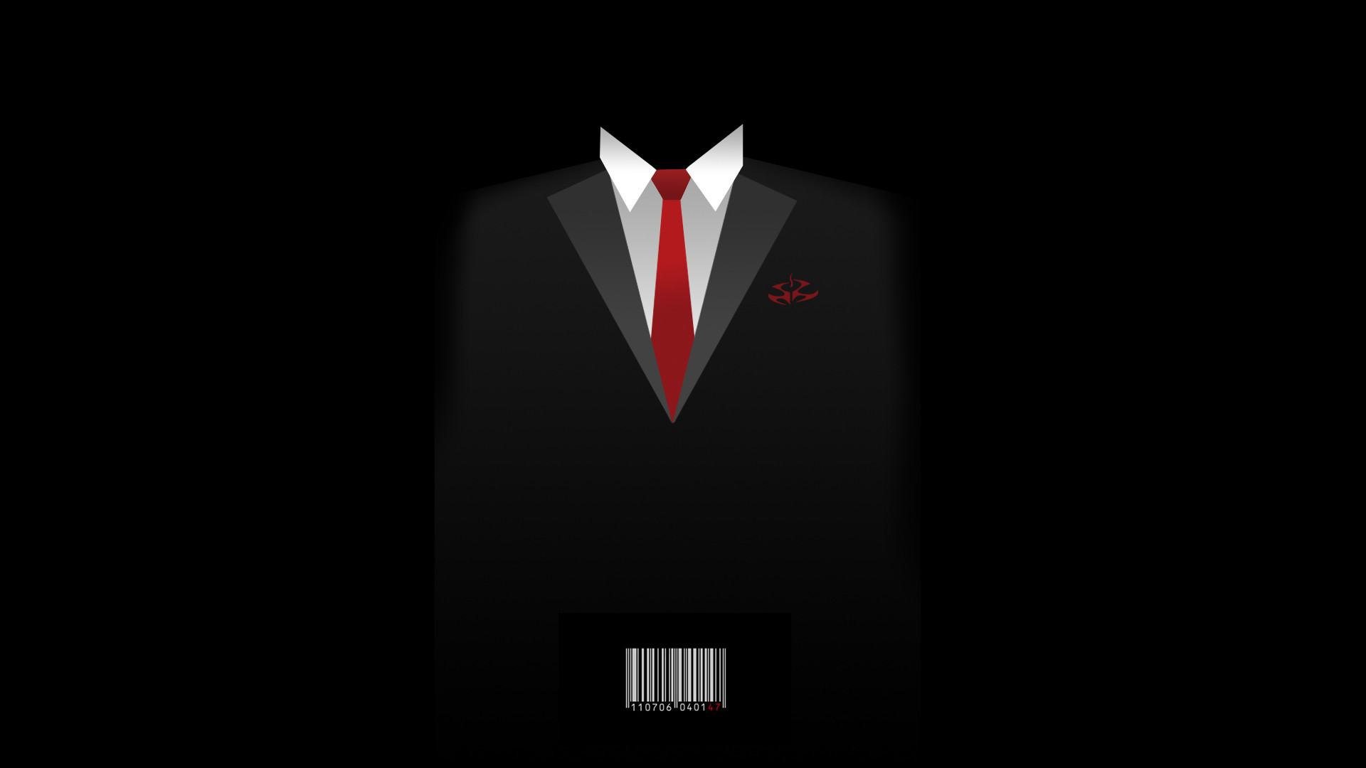 Hitman, Completo, Cravatta rossa, Codice a barre, Minimalismo, Full HD, sfondo per PC