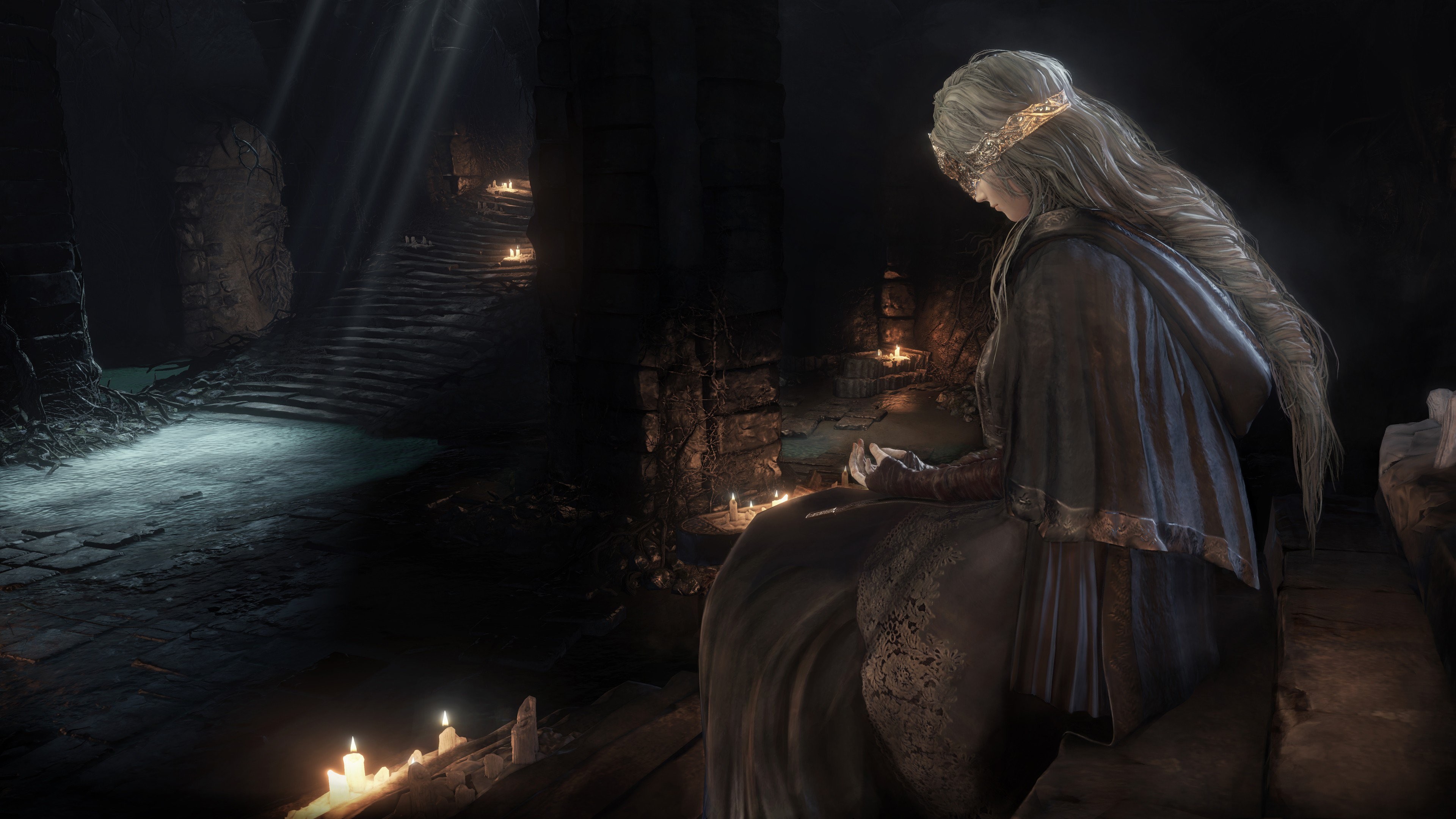 Dark Souls III, Custode del Fuoco, Santuario, Candele, 4K, sfondo per portatile