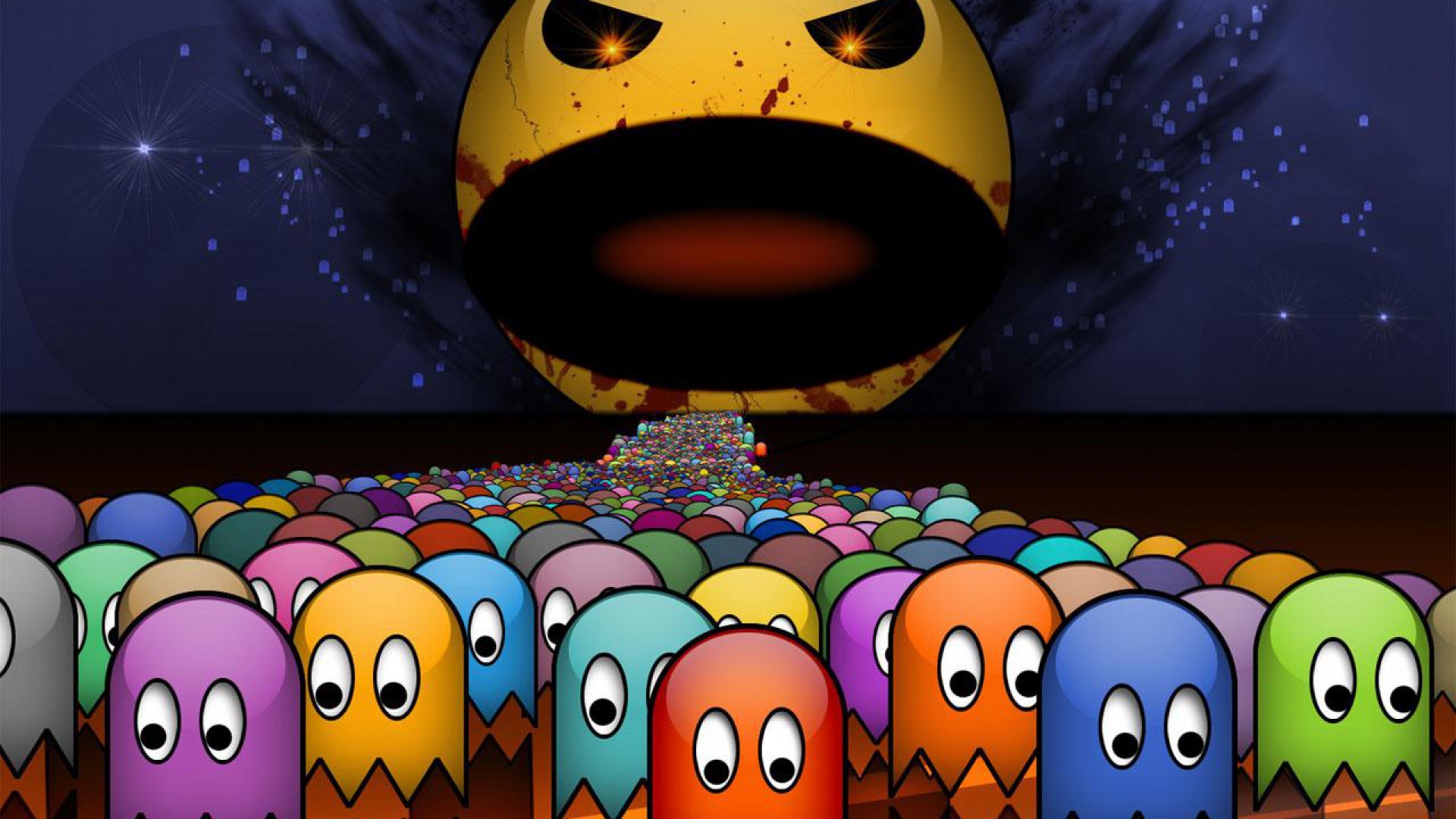 Pac-Man, Fantasmi, Spazio, Videogioco, 1920x1080, sfondo per PC