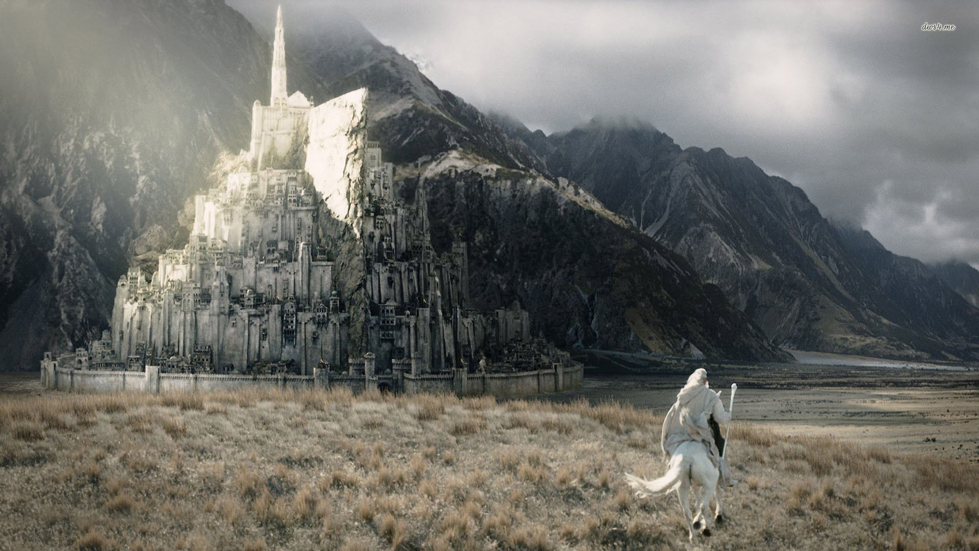 Minas Tirith, Gandalf, Ombromanto, Il Signore degli Anelli, Montagne, wallpaper 1920x1080