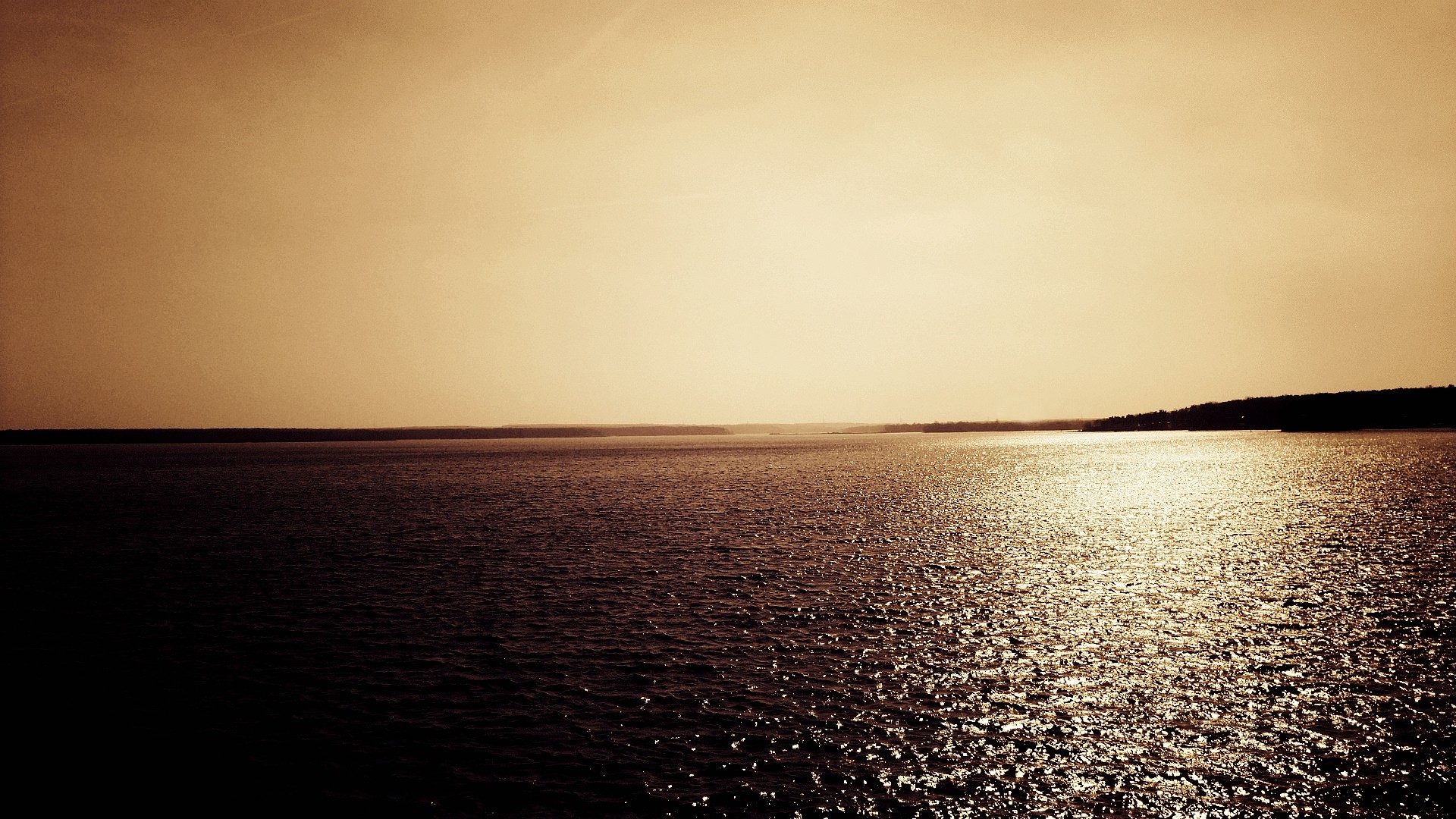 Mare, Tramonto, Seppia, Orizzonte, Full HD 1080p, sfondo desktop
