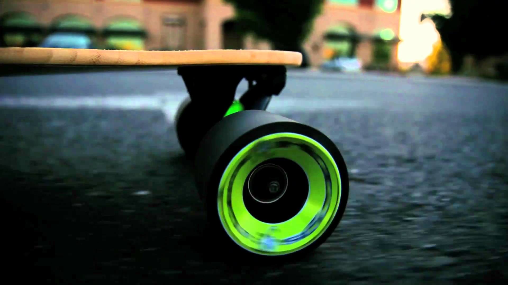 Longboard, Ruota verde, Asfalto, Primo piano, Full HD, wallpaper per computer