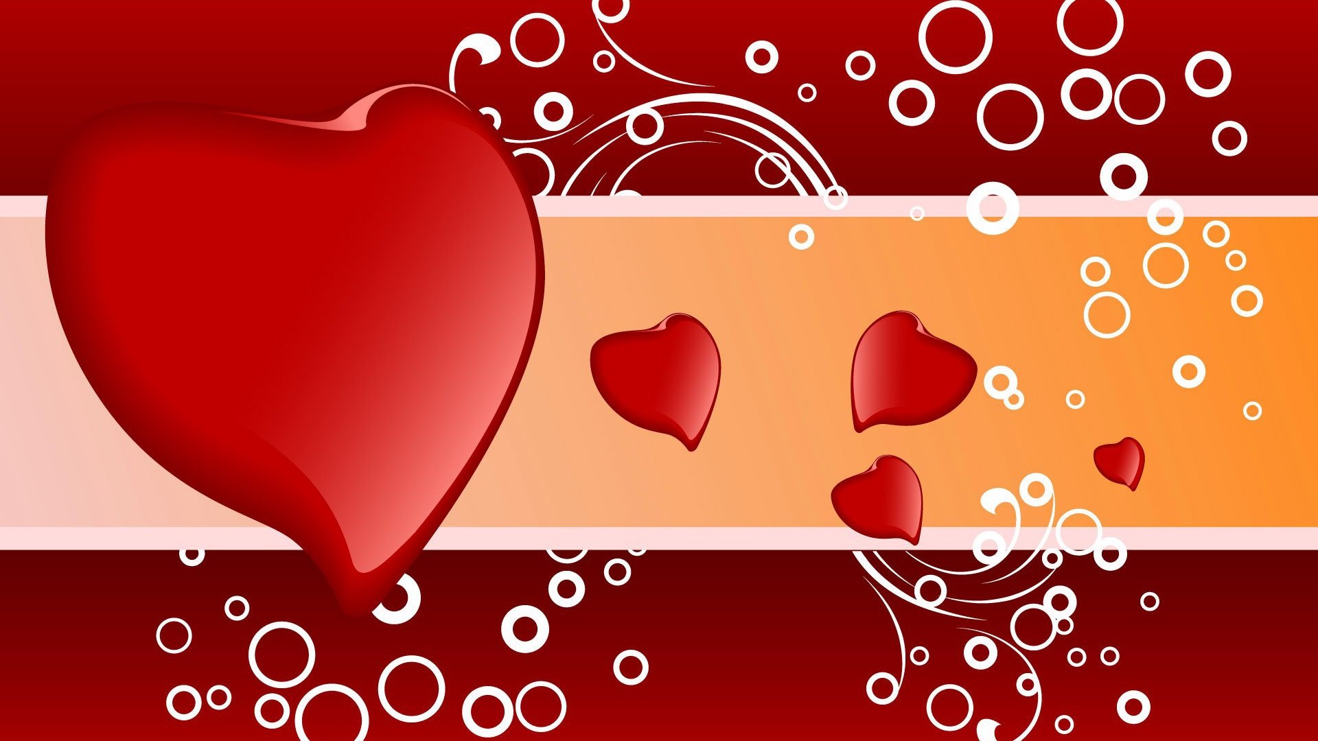 Cuore rosso, Cerchi, Arancione, San Valentino, 1920x1080, sfondo per PC