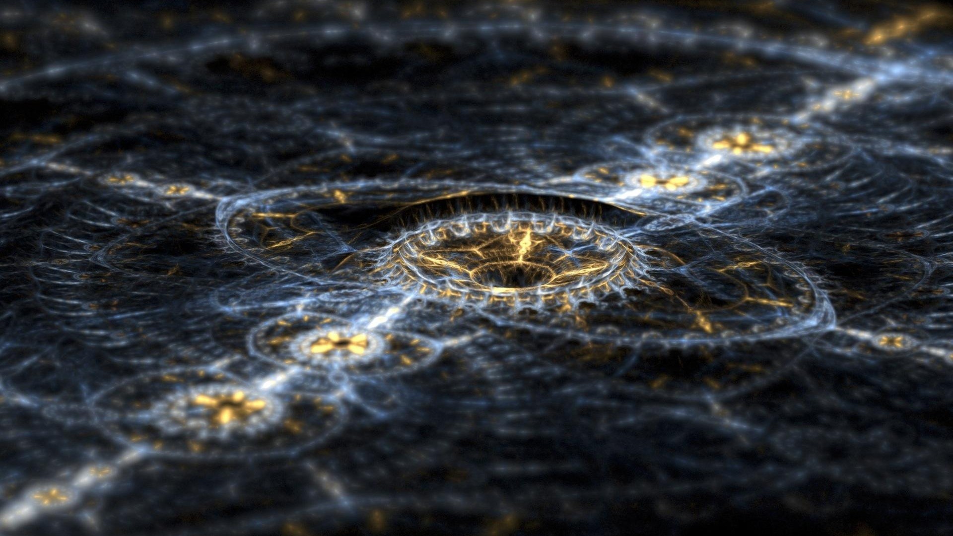 Frattale, Astratto, Nero, Oro, Full HD, sfondo desktop