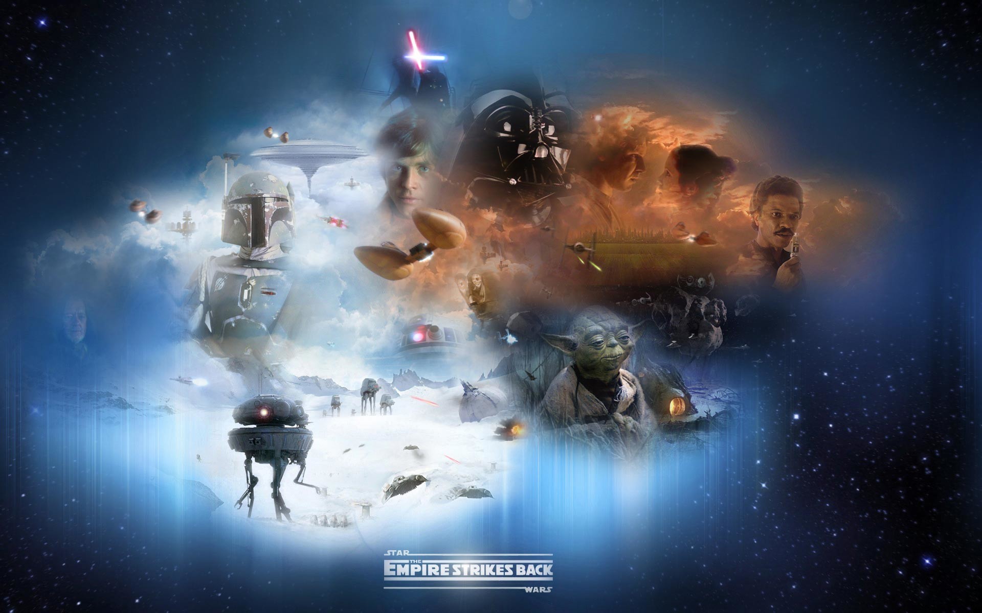 Star Wars: L'Impero colpisce ancora, Boba Fett, Yoda, Hoth, Collage, sfondo MacBook Air