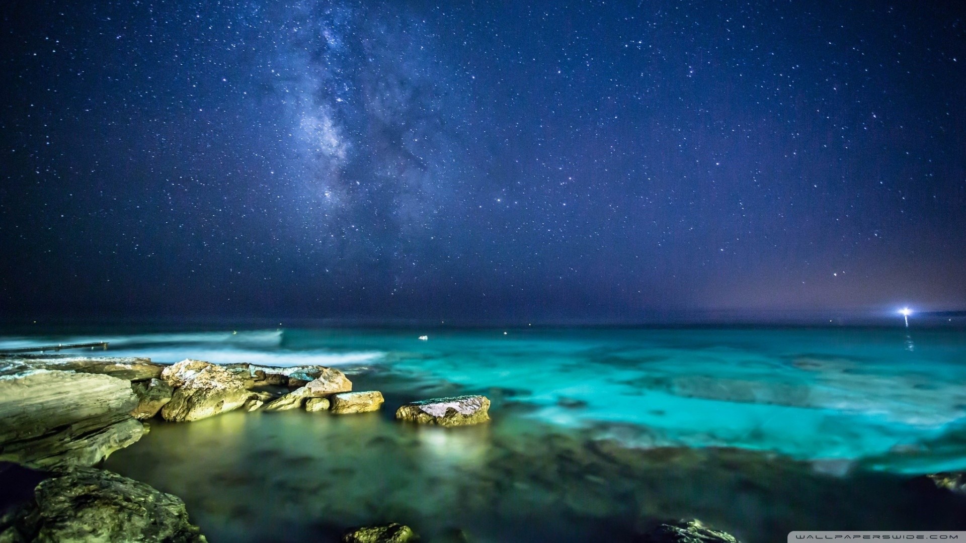 Via Lattea, Cielo stellato, Costa, Notte, 1920x1080, sfondo per PC