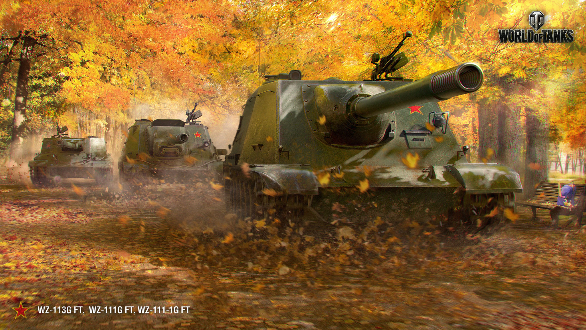 World of Tanks, Carri armati, Bosco autunnale, Videogioco, Full HD, sfondo Windows 11