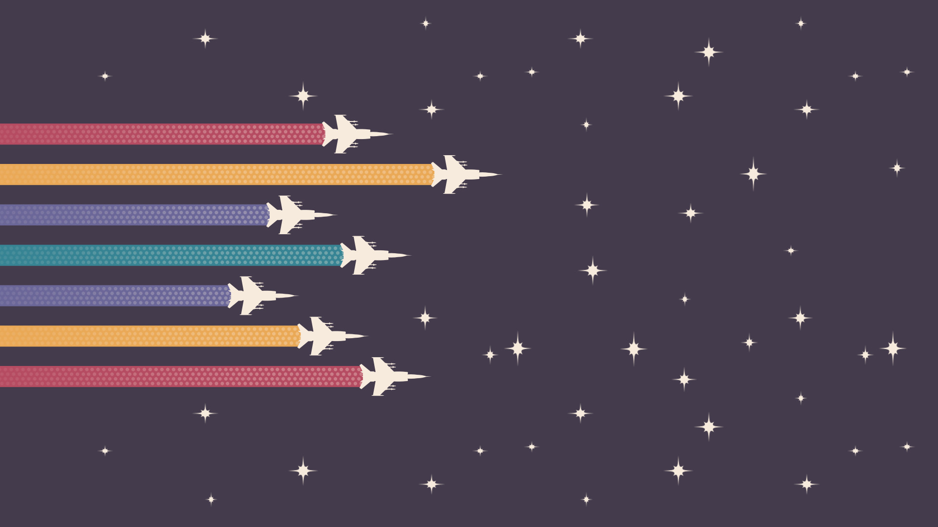 Aerei, Scie colorate, Cielo stellato, Minimalista, 1920x1080, sfondo per PC