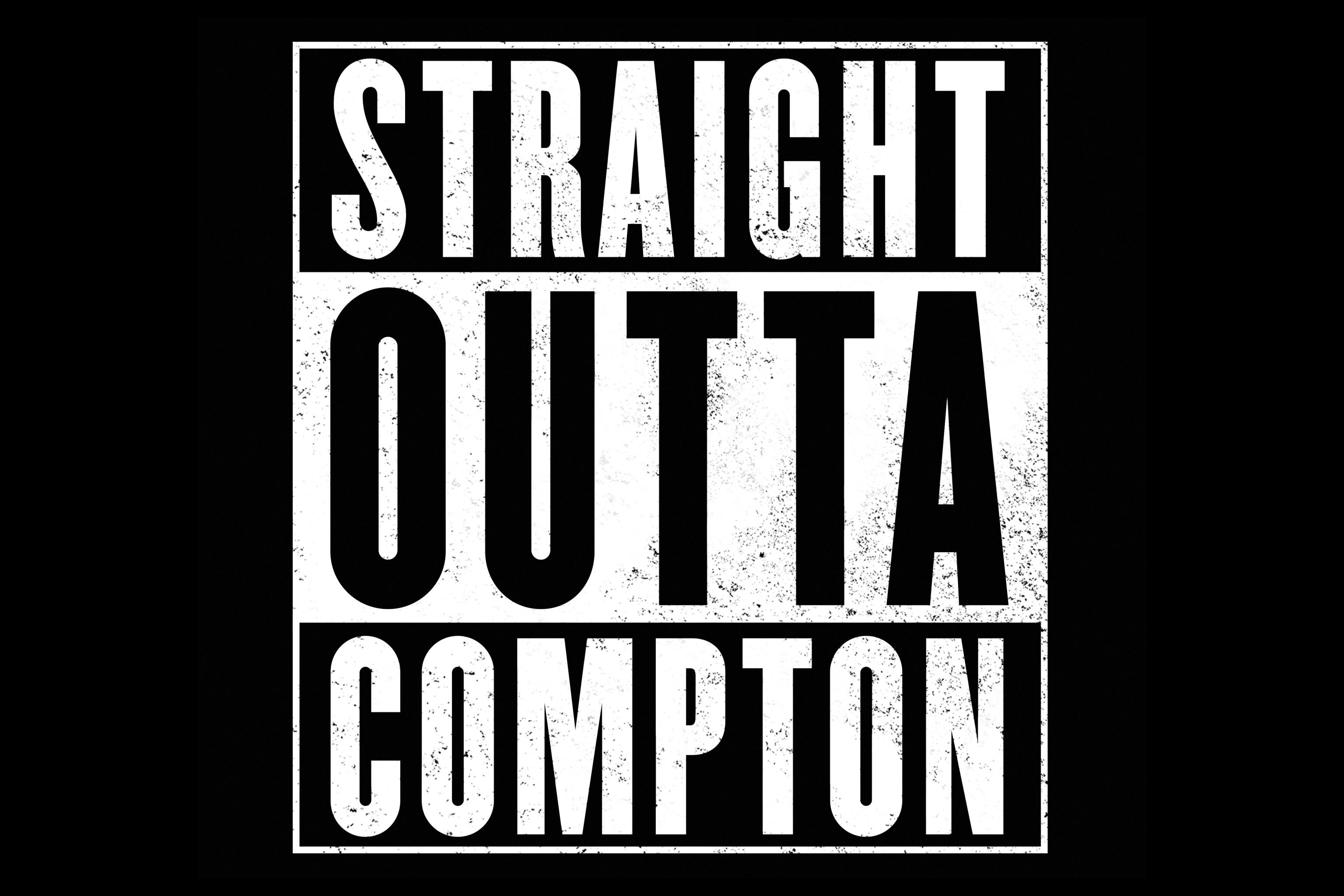 Straight Outta Compton, Logo, Tipografia, Bianco e nero, 2K, wallpaper per computer
