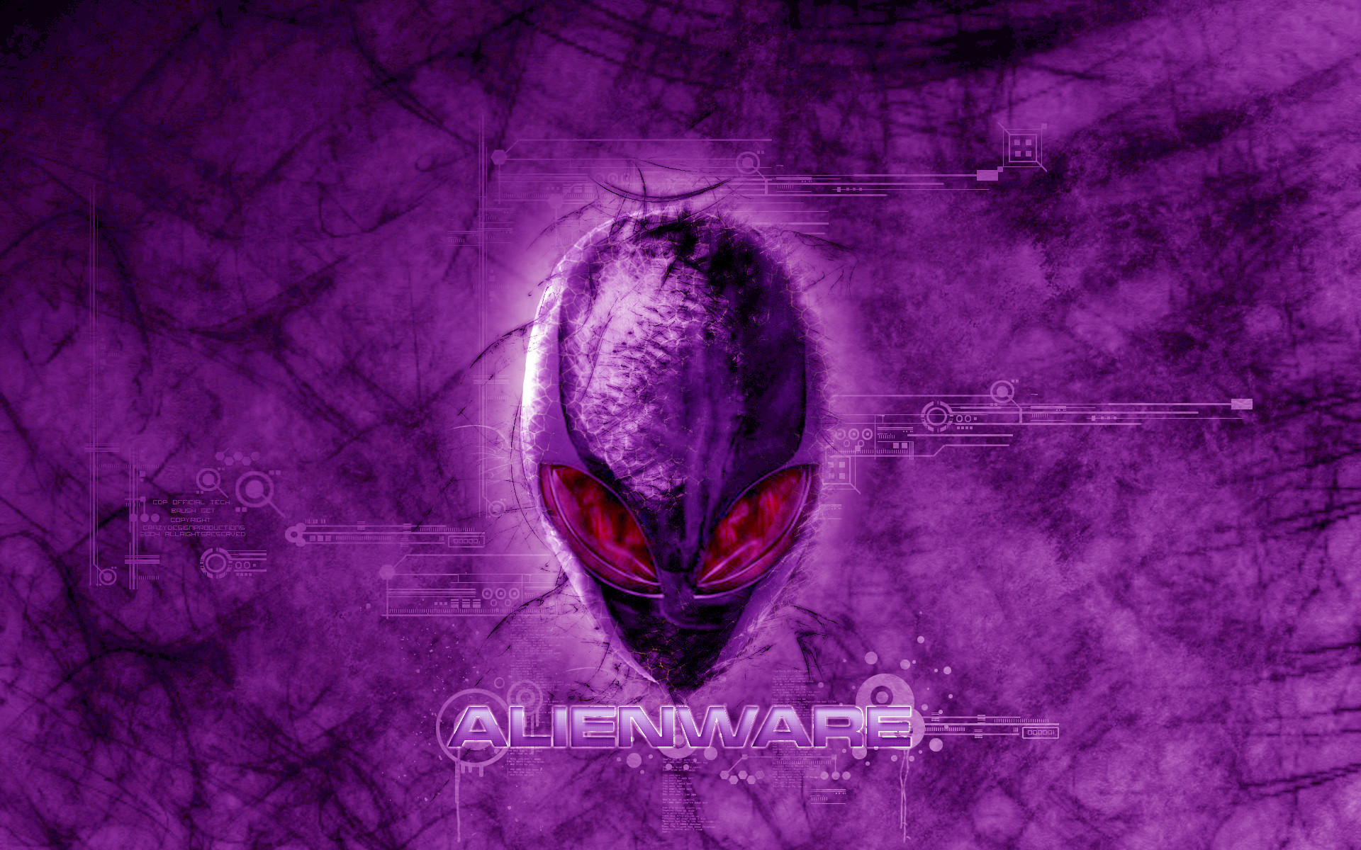 Alienware, Logo alieno, Viola, Grunge, Full HD, sfondo desktop