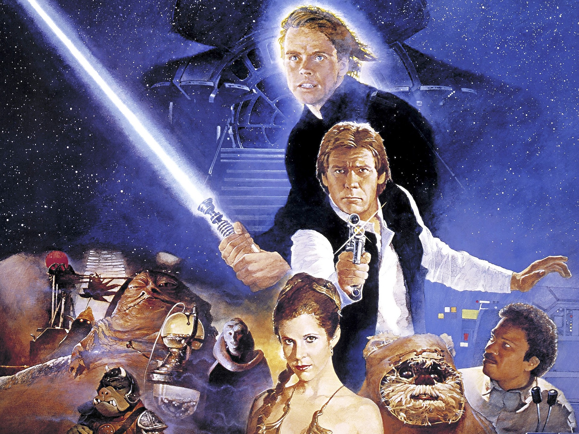 Star Wars: Il ritorno dello Jedi, Luke Skywalker, Han Solo, Principessa Leia, Lando Calrissian, Poster, sfondo per tablet