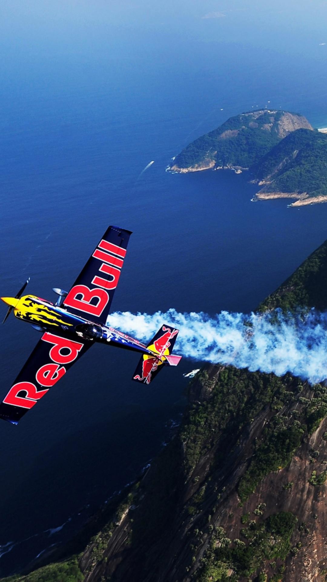Red Bull Air Race, Aereo acrobatico, Mare, Vista aerea, Full HD, schermata di blocco del cellulare