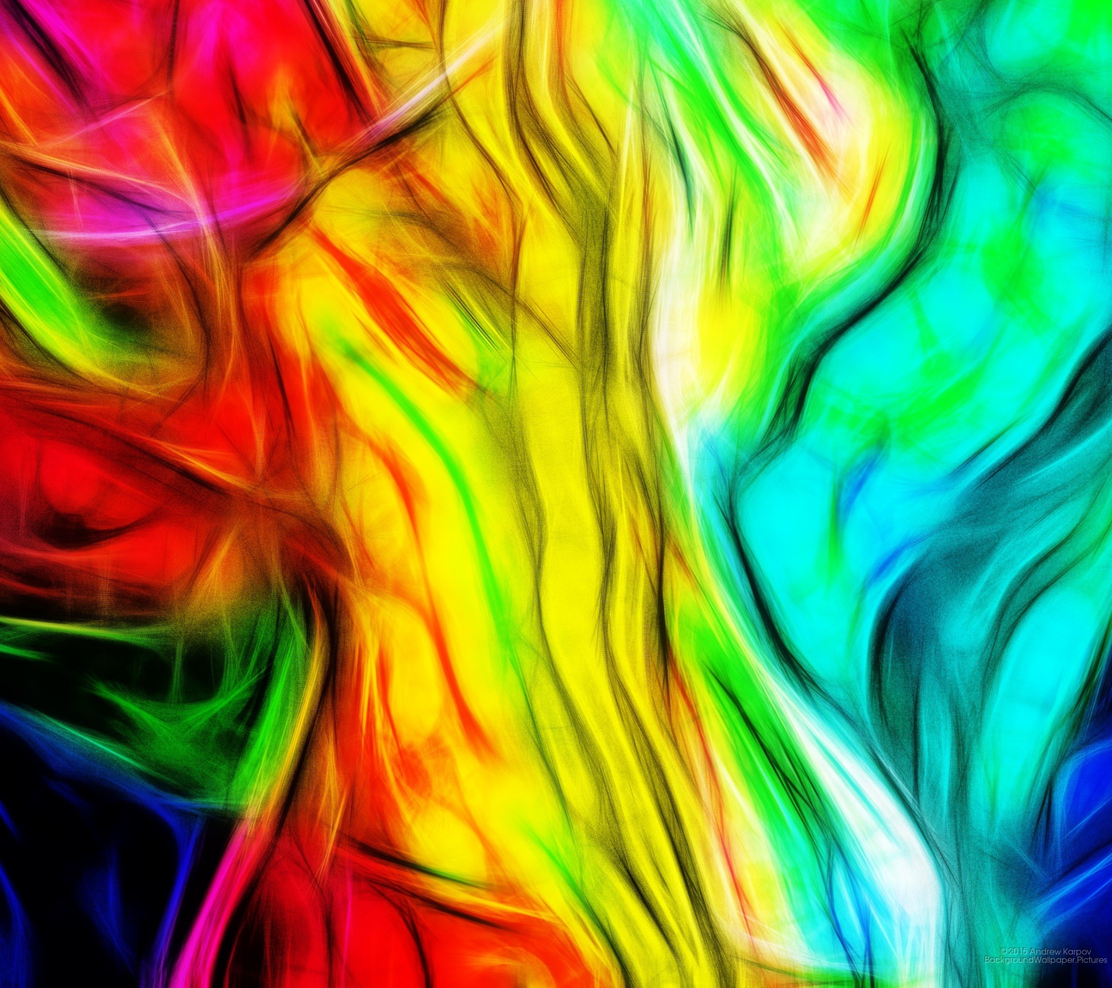 Linee fluide, Arcobaleno, Psichedelico, sfondo per iPad e tablet