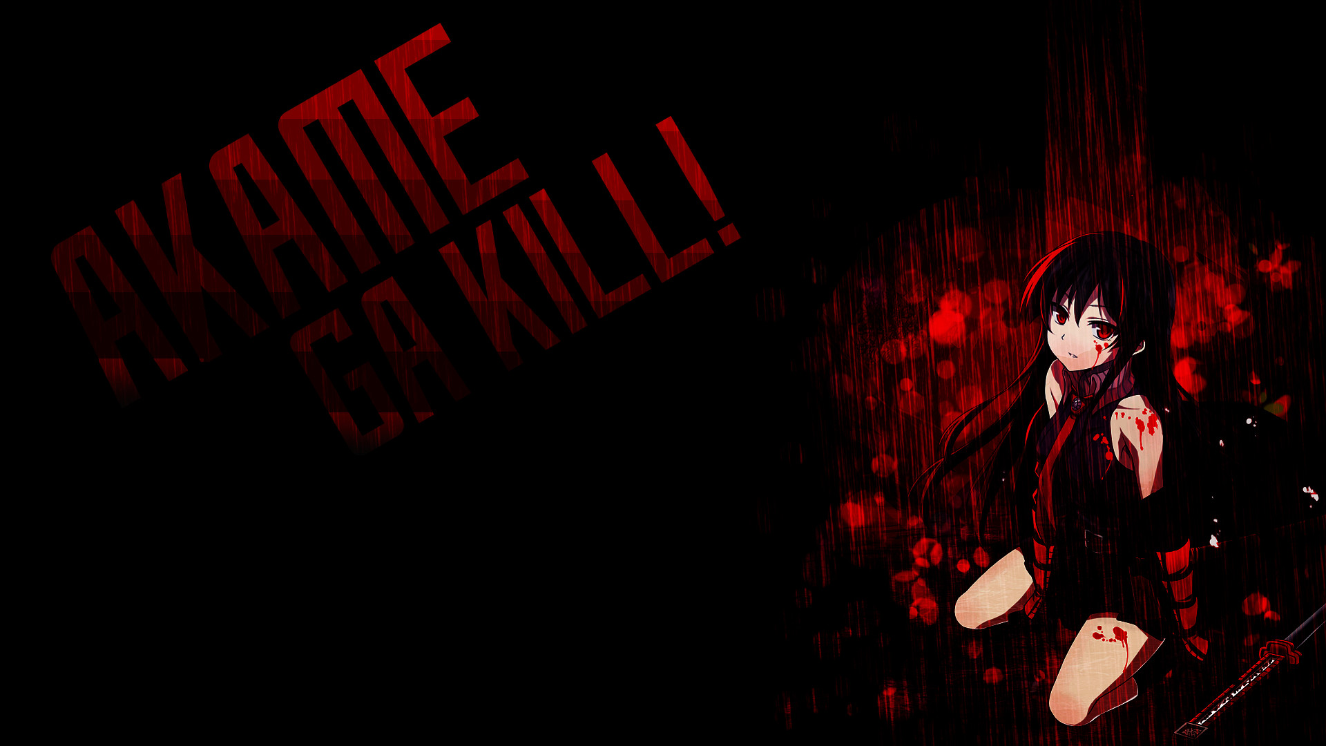 Akame, Akame ga Kill!, Logo, Rosso e nero, Full HD, sfondo per portatile