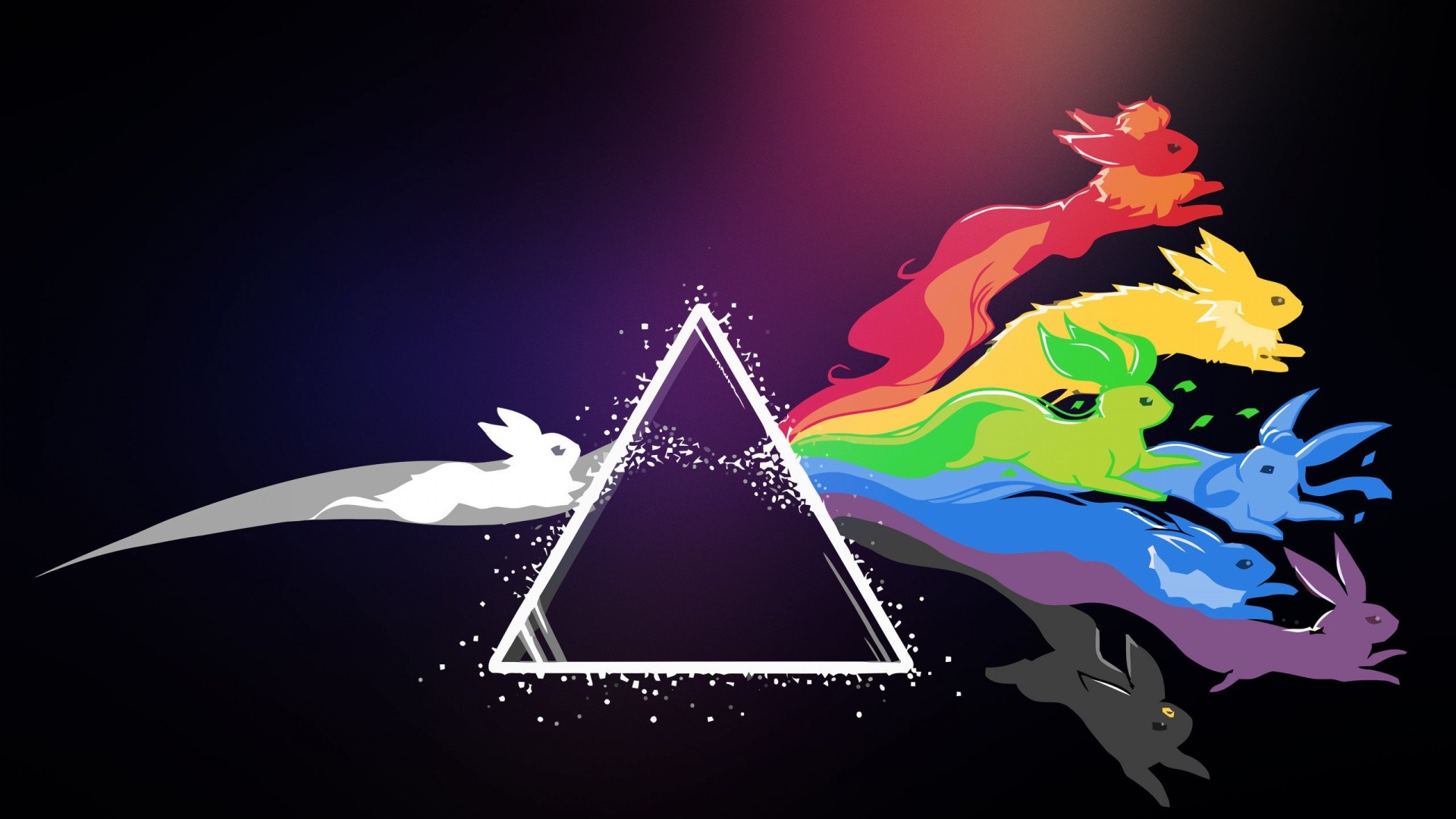 Eevee, Evoluzioni di Eevee, Prisma, The Dark Side of the Moon, 1920x1080, immagine di sfondo