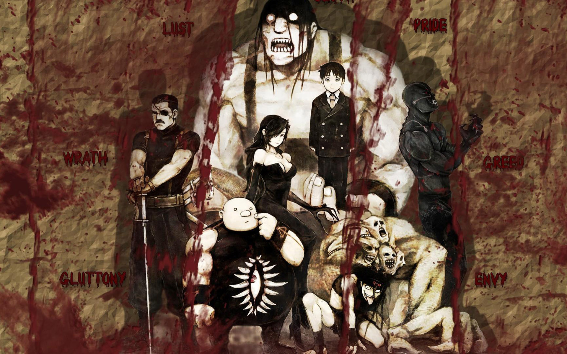 Fullmetal Alchemist, Homunculus, Lust, Gluttony, Envy, Wrath, 1920x1200, immagine di sfondo
