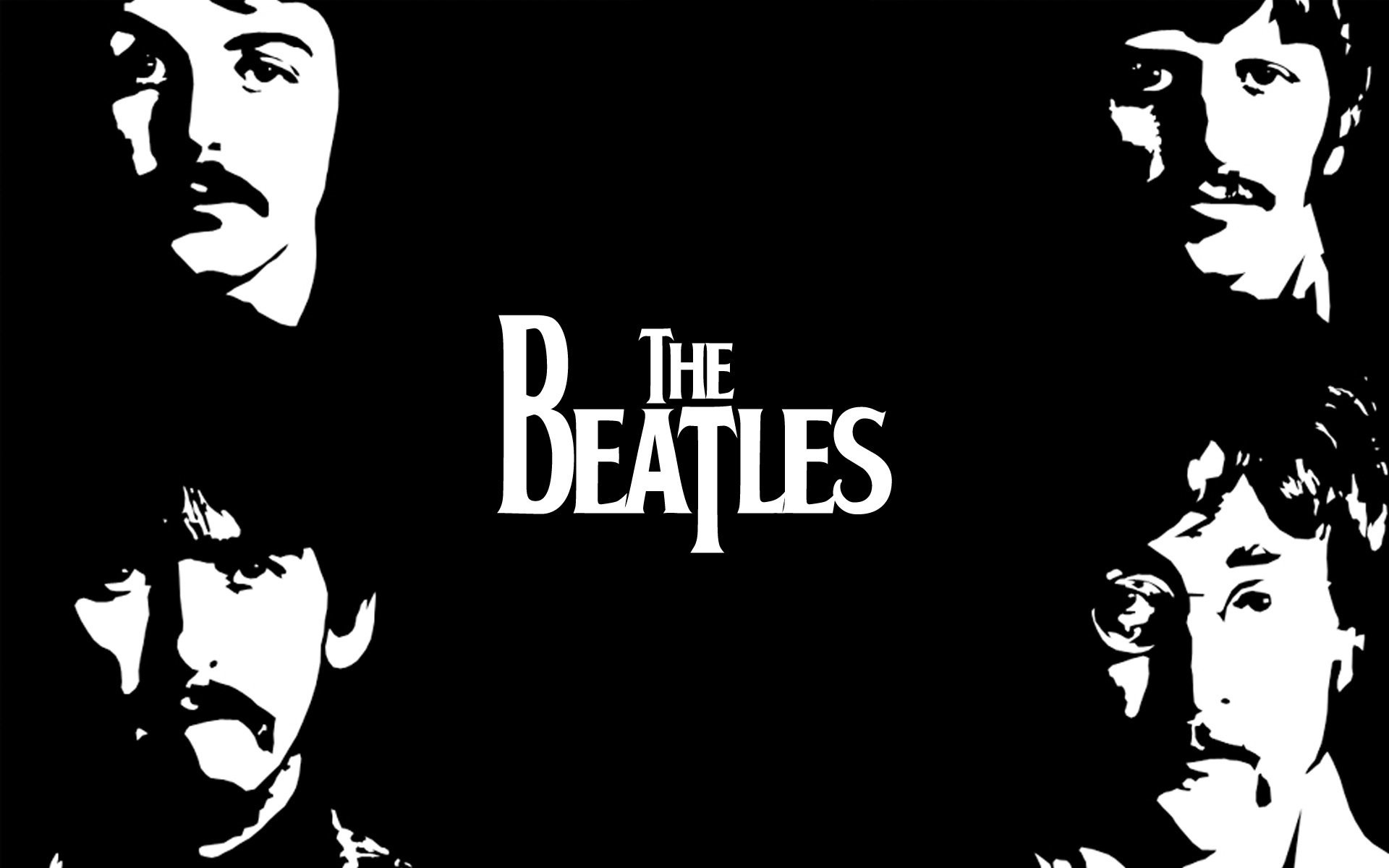 The Beatles, Volti stilizzati, Bianco e nero, Logo, 1920x1200, immagine di sfondo