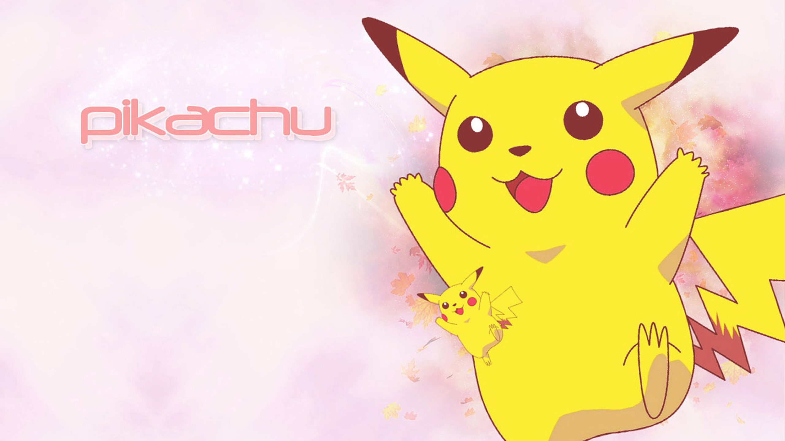 Pikachu, Pokémon, Scritta, Rosa, 2K 1440p, sfondo desktop