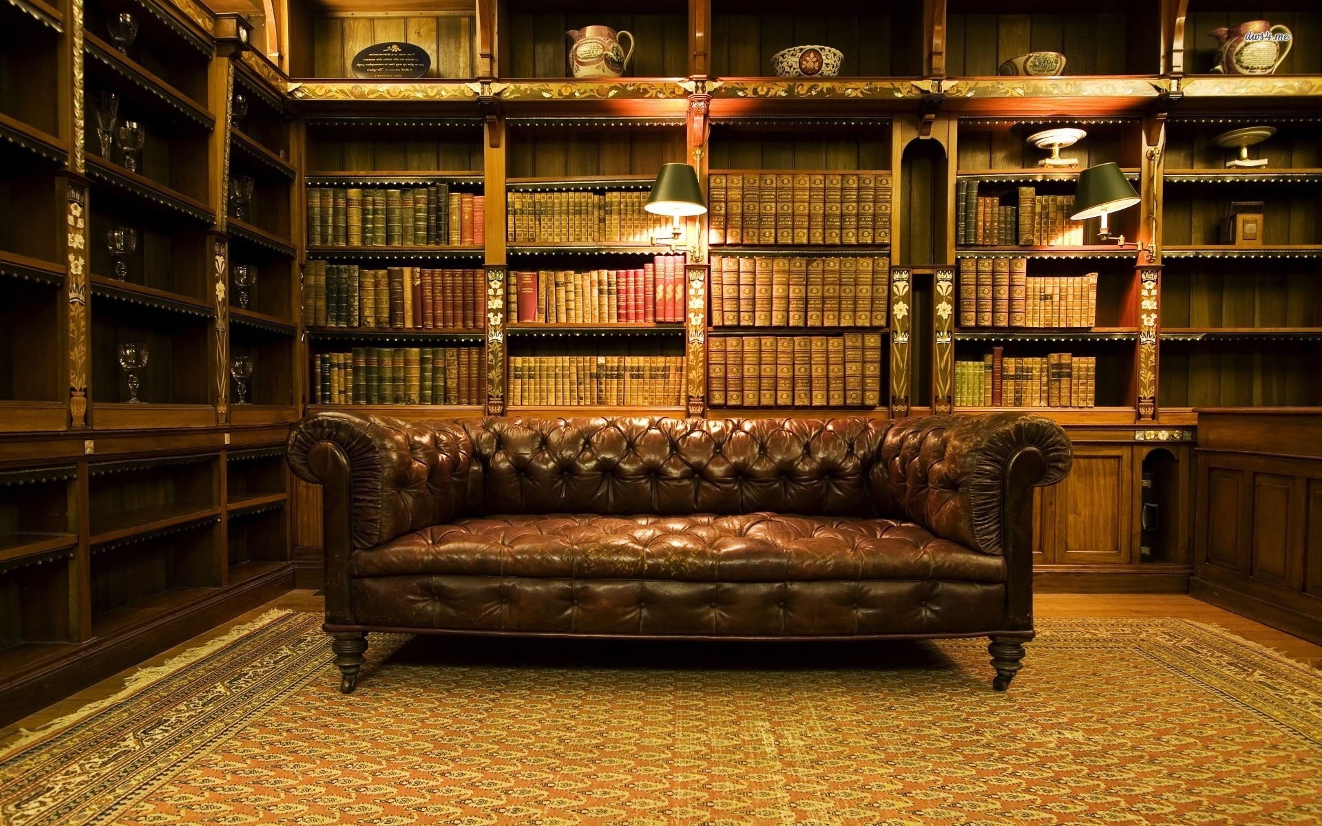 Divano Chesterfield, Biblioteca, Libreria, Pelle, 1920x1200, sfondo MacBook Pro