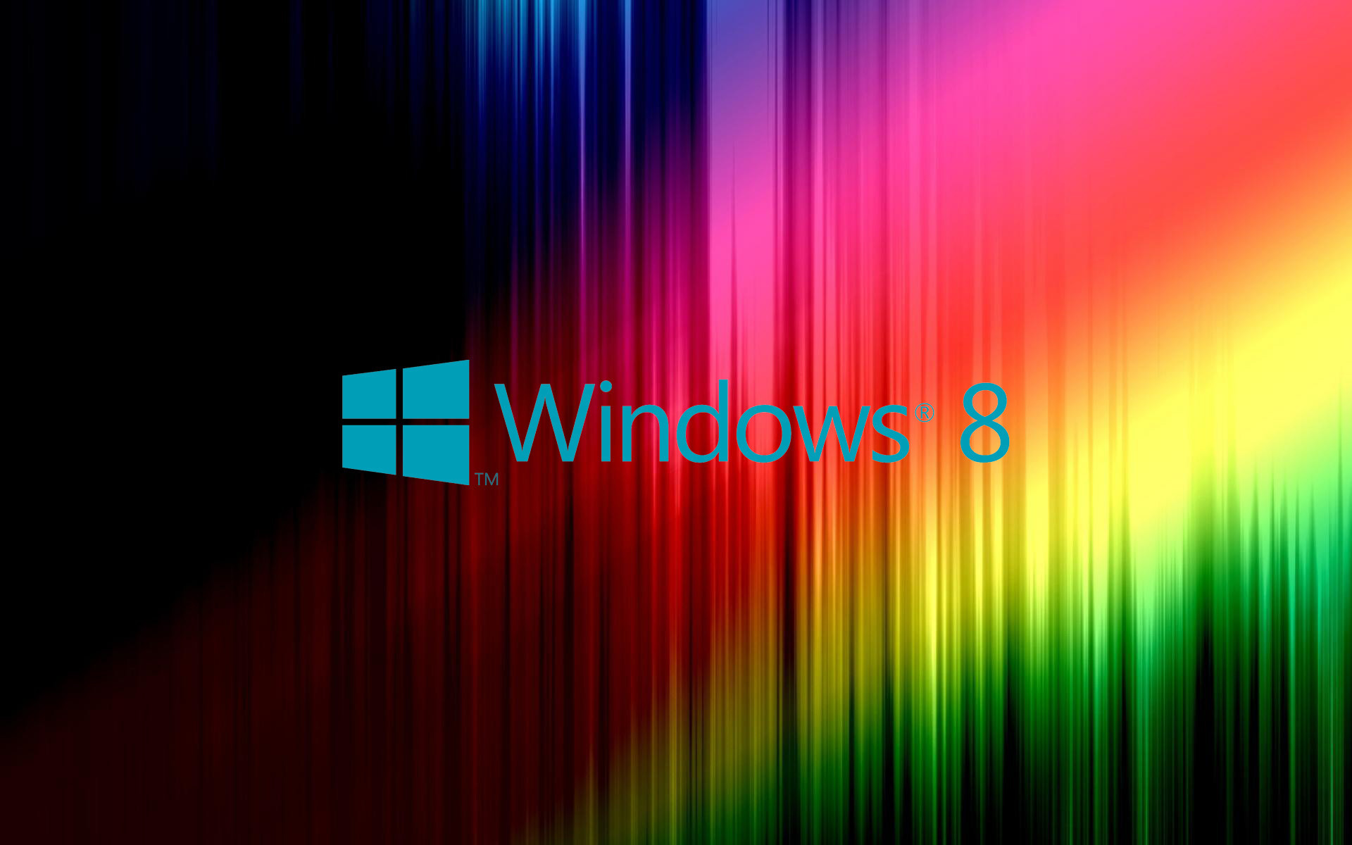 Windows 8, Logo Windows, Arcobaleno, Sfondo nero, Colori vivaci, wallpaper desktop Full HD