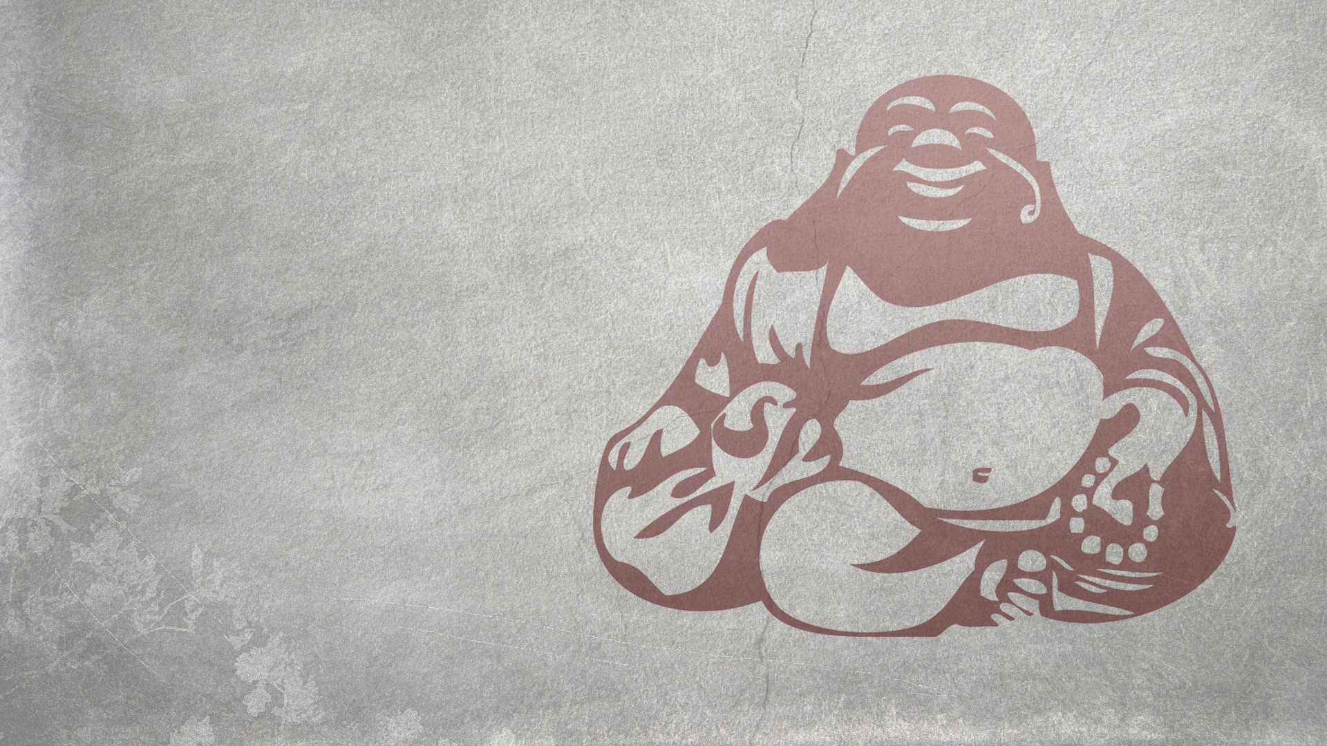 Budai, Buddha che ride, Illustrazione, Sfondo grigio, 16:9 Full HD, wallpaper widescreen