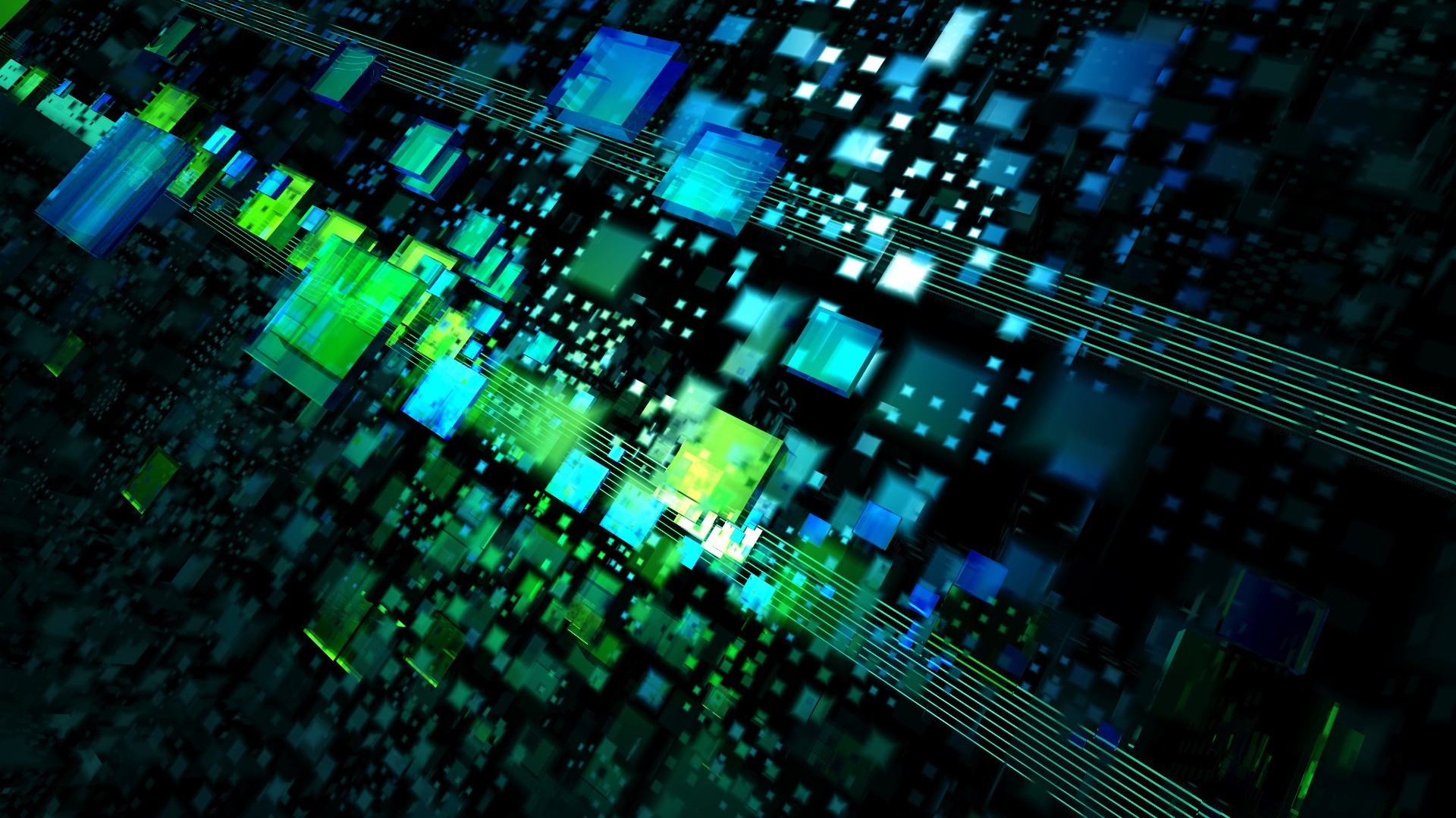 Cubi digitali, Astratto, Verde, wallpaper per computer