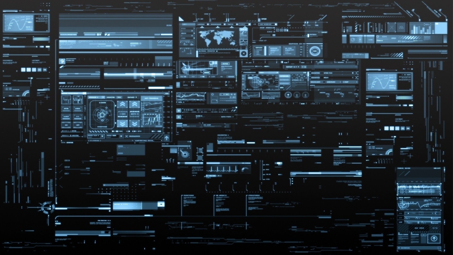 Interfaccia HUD, Schermi, Fantascienza, Bianco e nero, Full HD, wallpaper per portatile