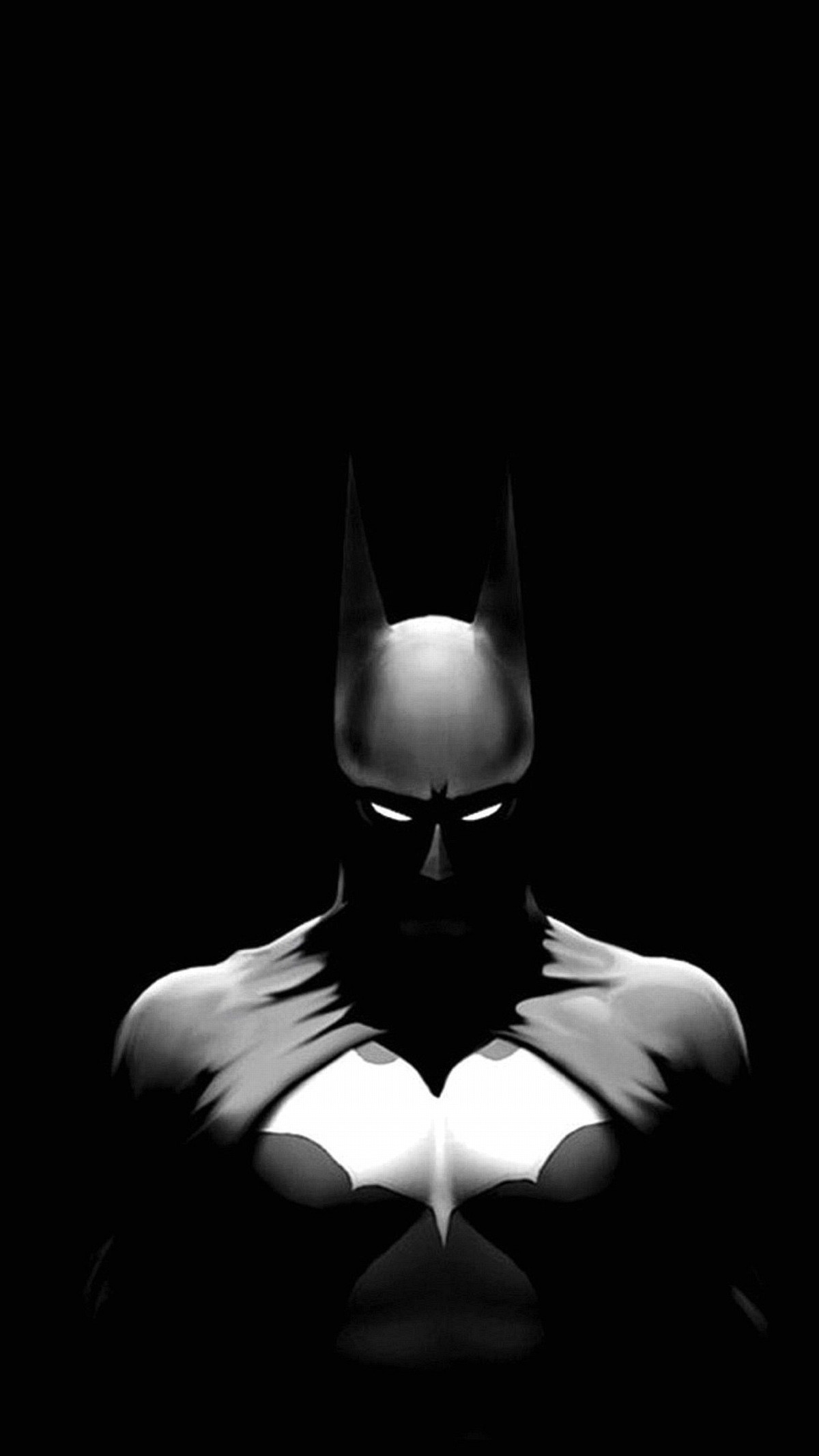 Batman, DC Comics, Bianco e nero, Sfondo nero, Full HD, wallpaper per smartphone