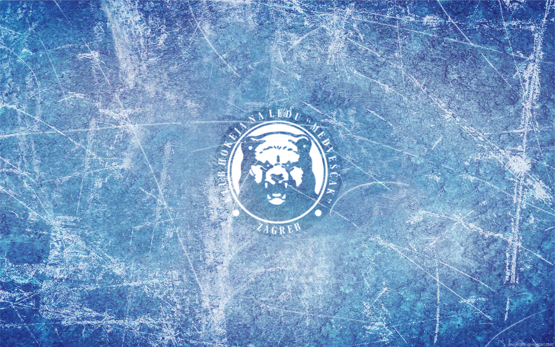 KHL Medveščak Zagreb, Hockey su ghiaccio, Logo, Ghiaccio graffiato, sfondo widescreen Full HD