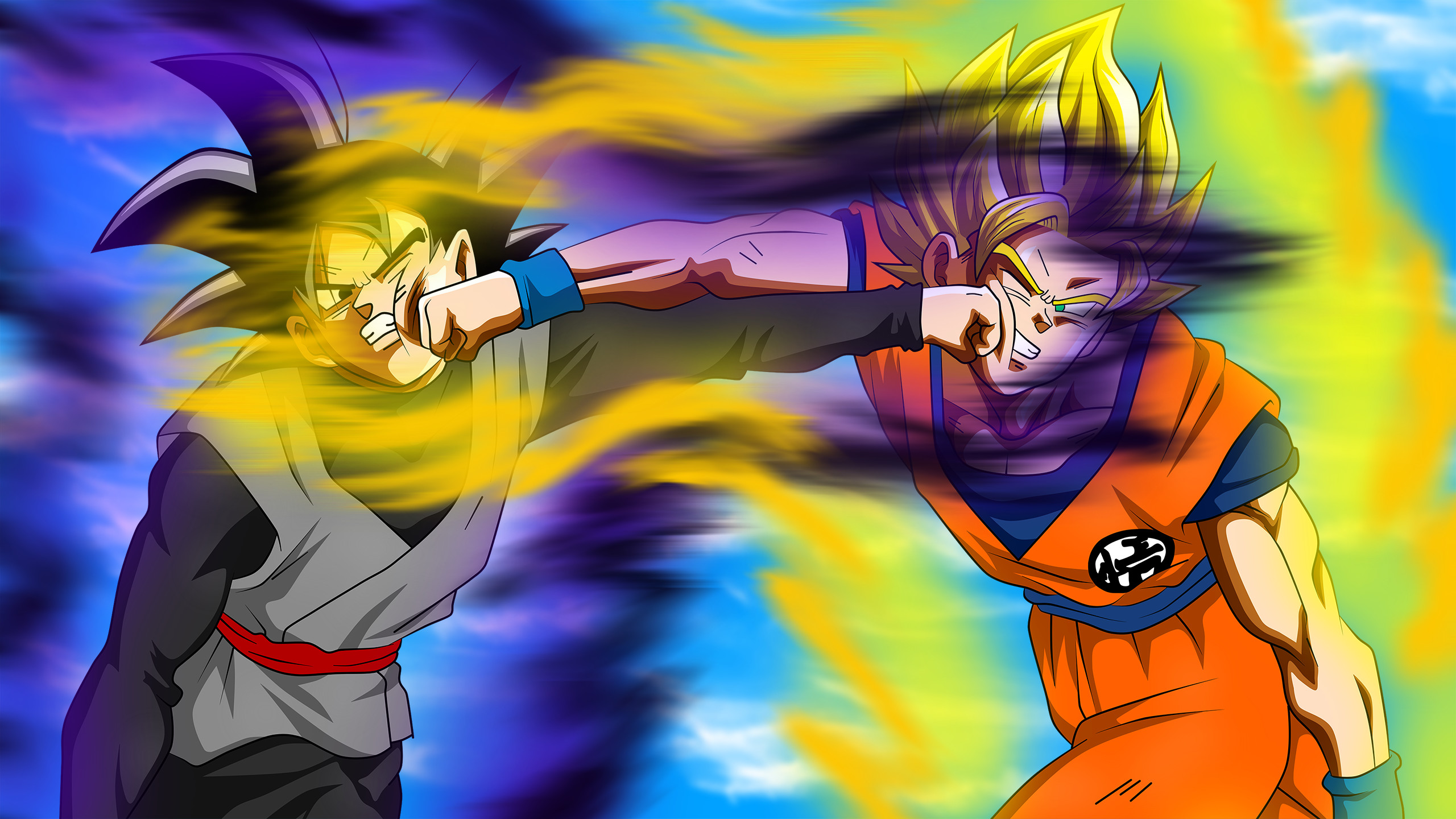 Goku Black, Son Goku, Dragon Ball Super, Combattimento, 2K 1440p, sfondo desktop