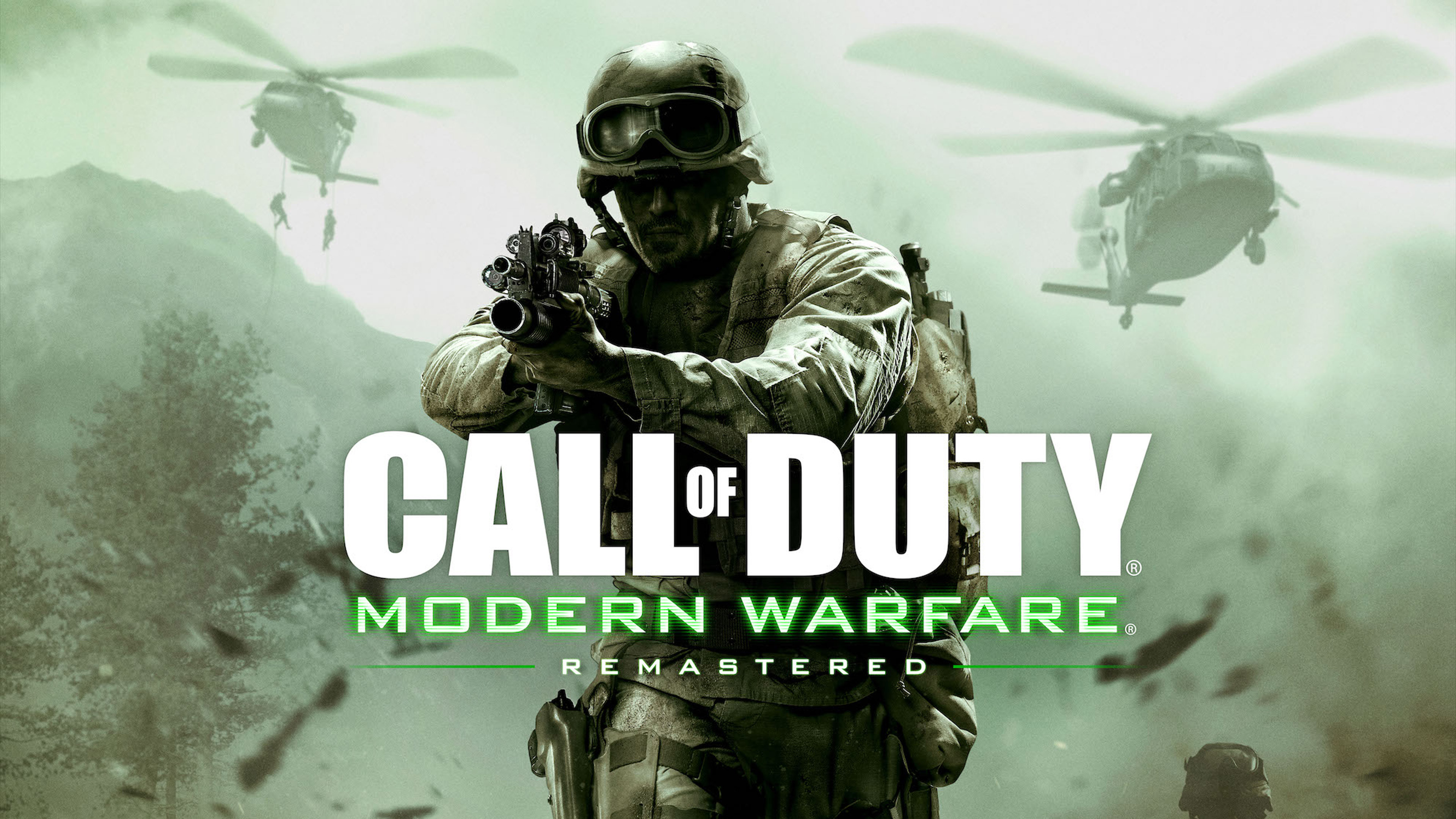 Call of Duty: Modern Warfare Remastered, Logo, Soldato, Elicotteri, sfondo desktop 3840x2160
