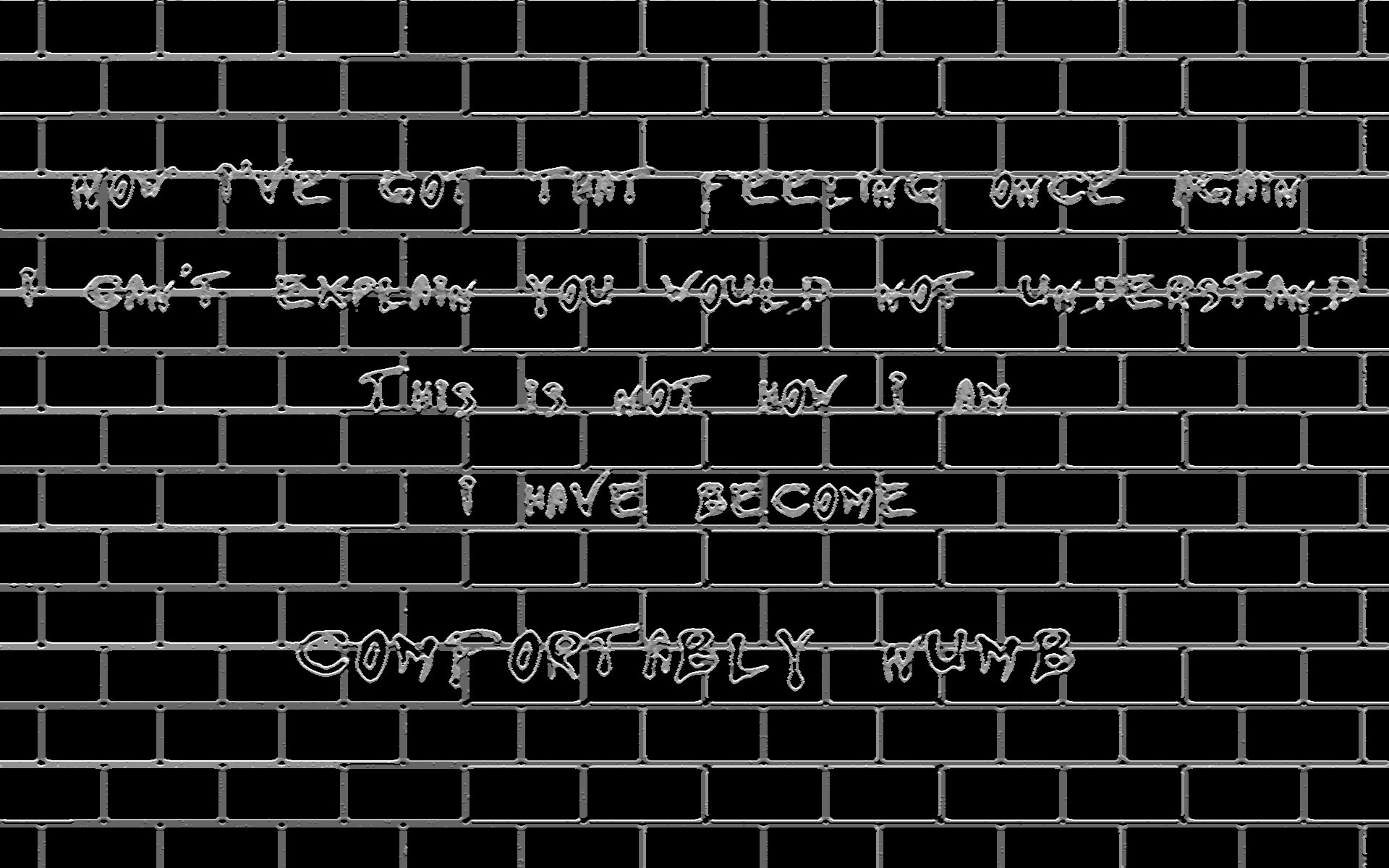 Pink Floyd, Comfortably Numb, Testo della canzone, Muro di mattoni, Gesso, sfondo 1920x1200 per PC
