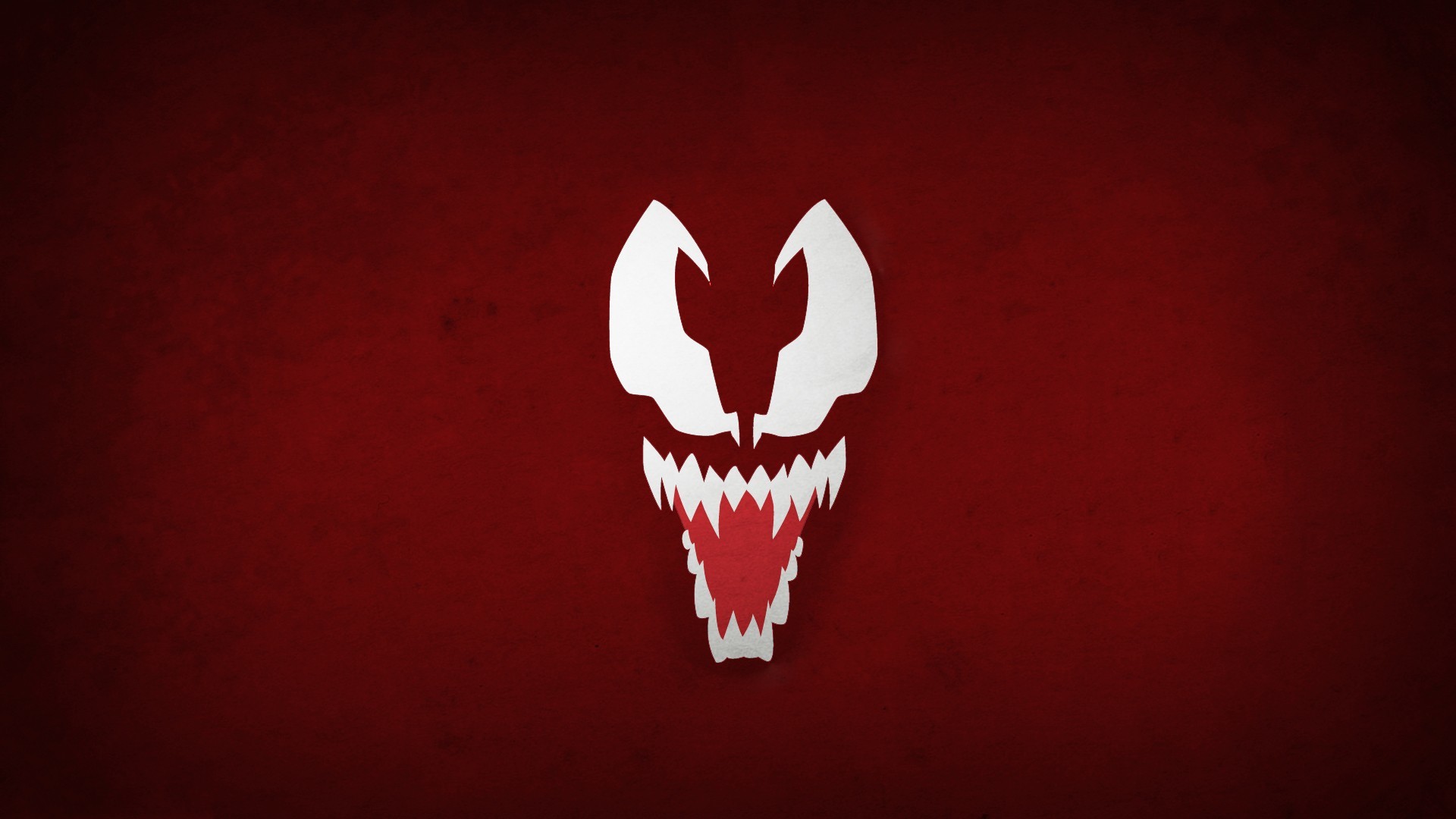 Venom, Volto stilizzato, Minimalismo, Rosso, 16:9 Full HD, sfondo widescreen