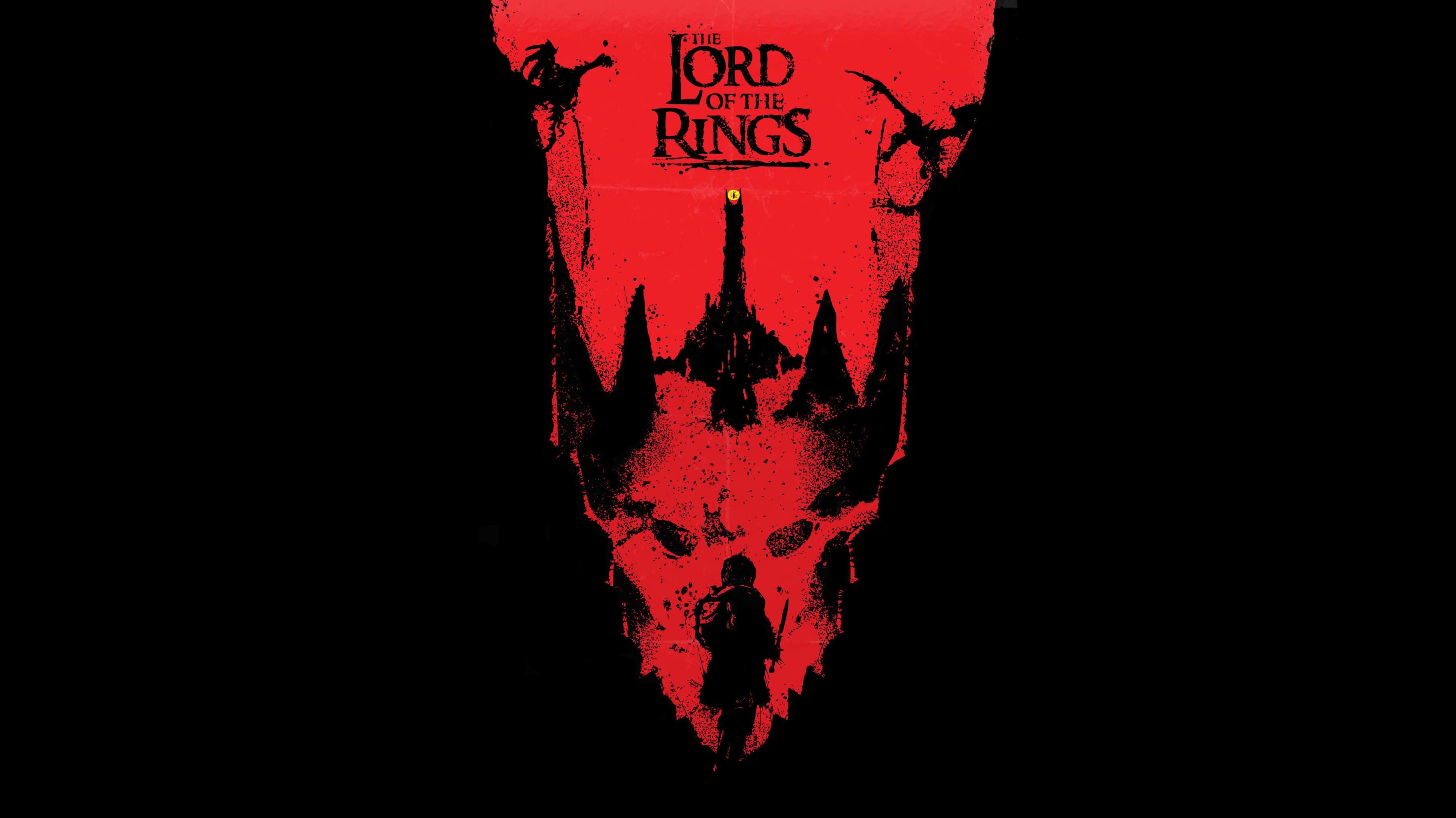 Il Signore degli Anelli, Logo, Barad-dûr, Rosso, Poster, 2K, sfondo per portatile