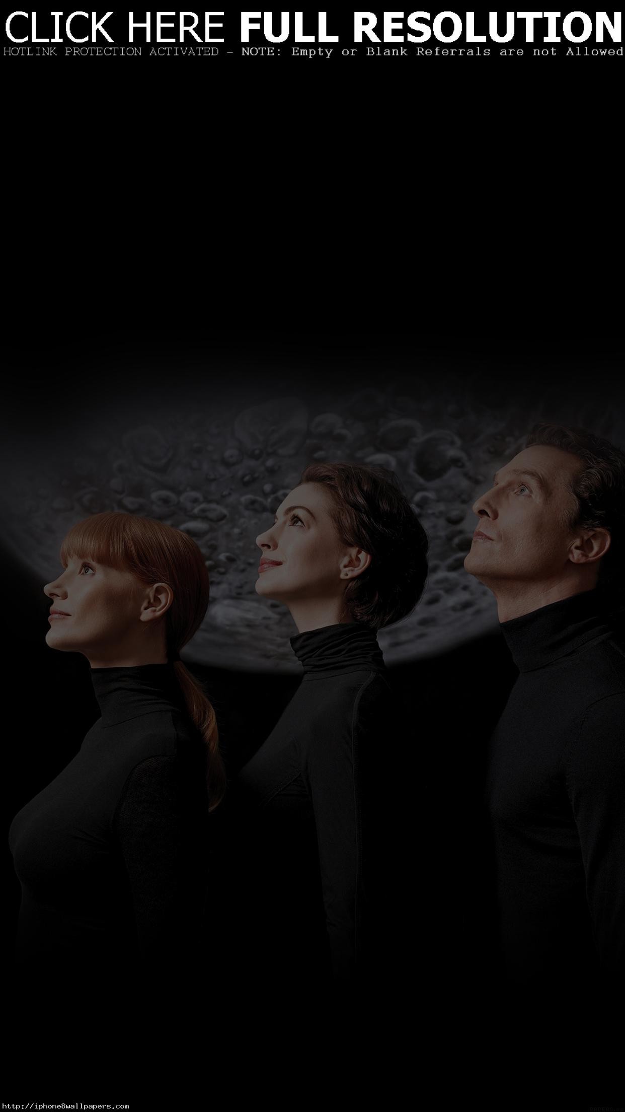 Interstellar, Anne Hathaway, Matthew McConaughey, Jessica Chastain, Locandina, sfondo Android