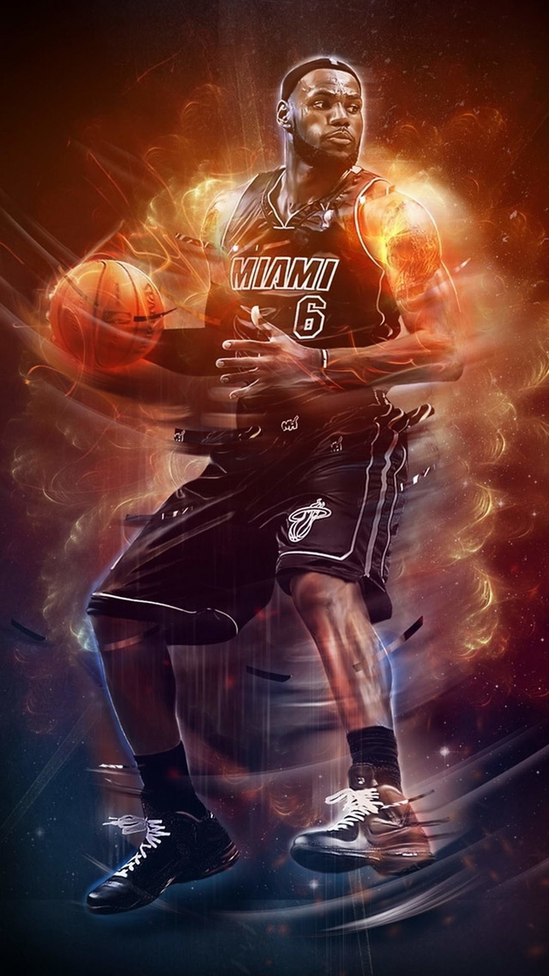 LeBron James, Miami Heat, Fuoco, Pallacanestro, Full HD, schermata di blocco del cellulare
