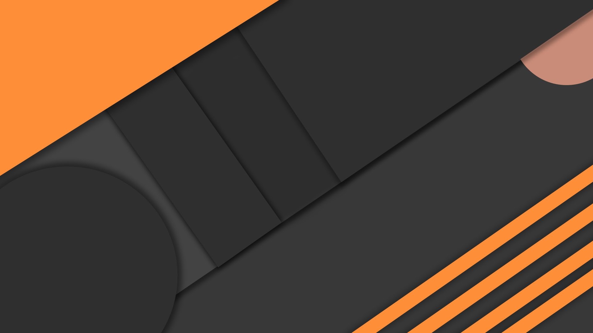 Material Design, Forme geometriche, Arancione, Grigio scuro, Strisce, sfondo 1920x1080 per PC