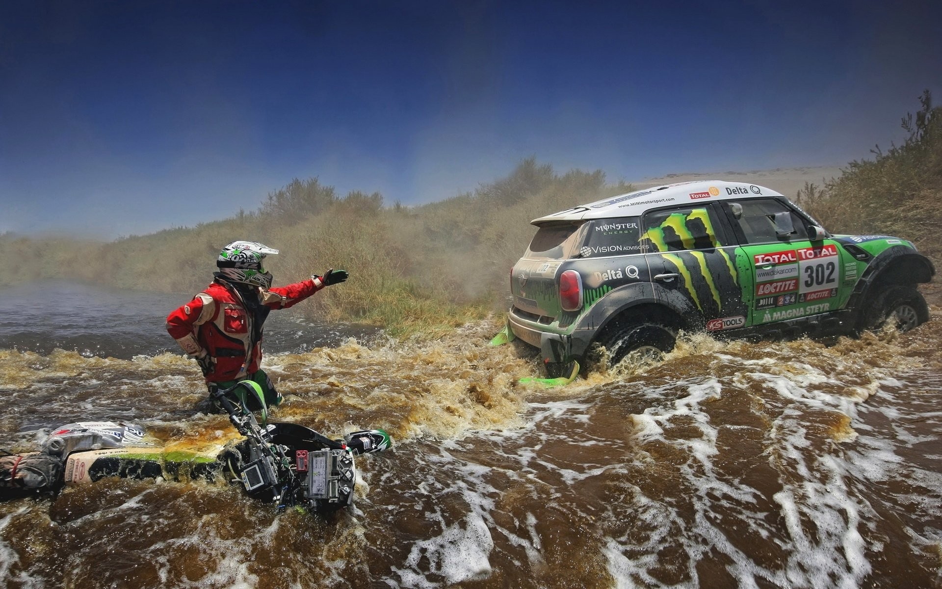 Mini Countryman, Rally Dakar, Monster Energy, Guado, Moto, Full HD, wallpaper per PC