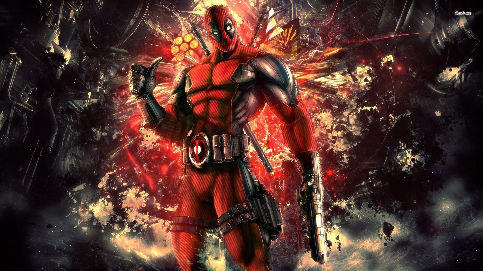 Deadpool, Arte digitale, Esplosione, Marvel, 16:9 Full HD, sfondo widescreen