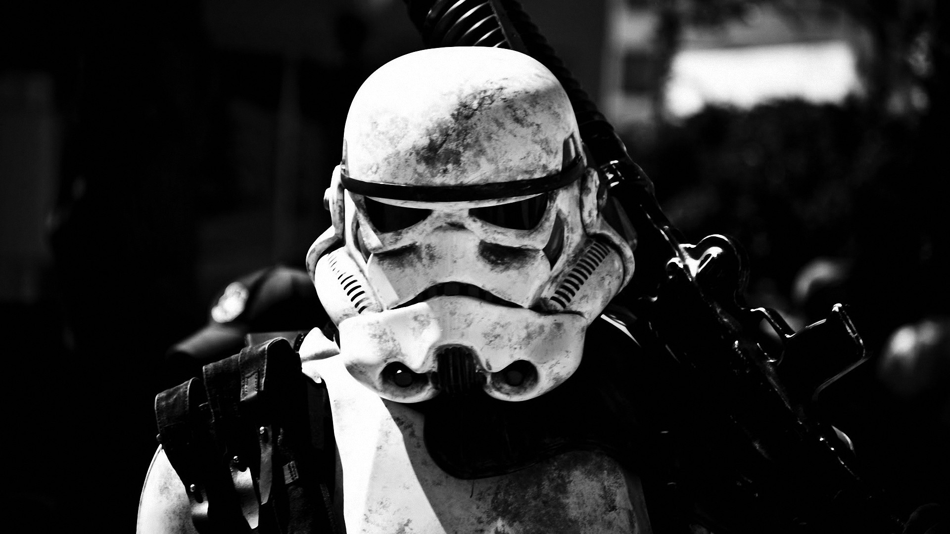 Stormtrooper, Casco, Bianco e nero, Full HD, sfondo per portatile