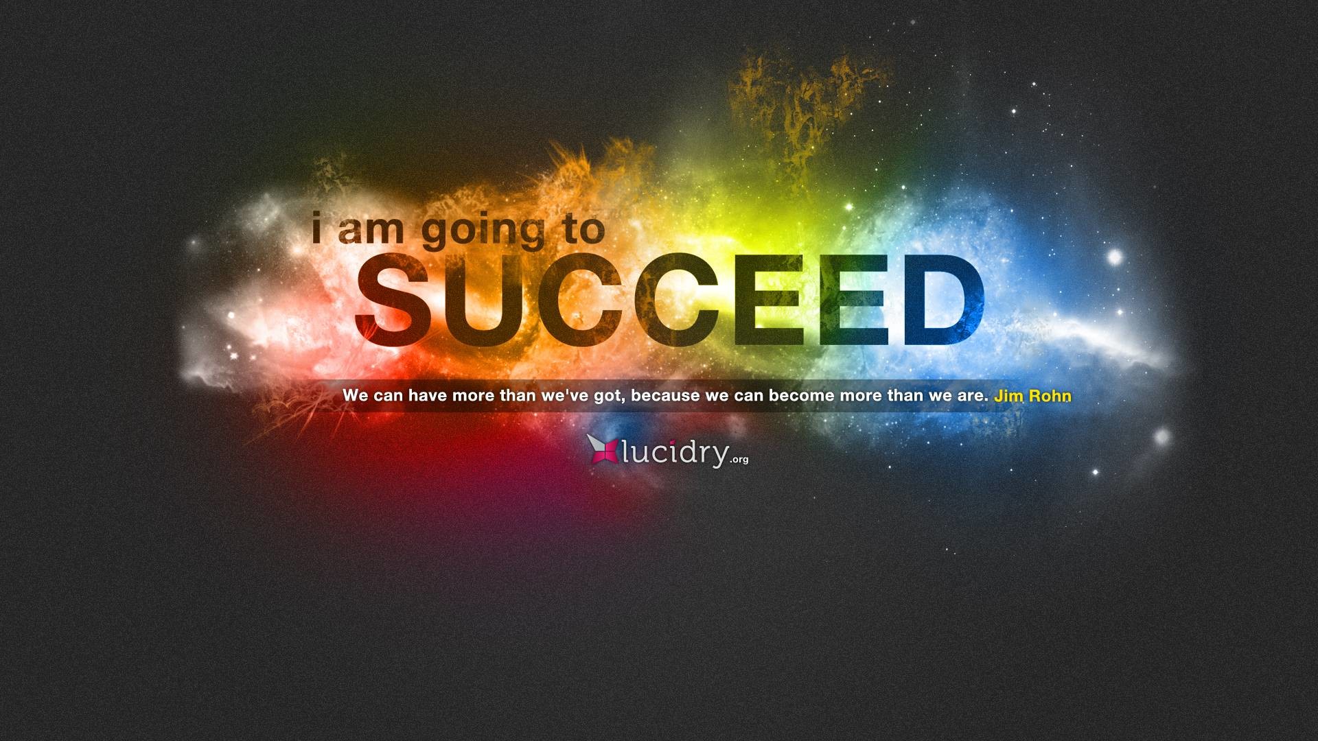 Jim Rohn, I am going to succeed, Arcobaleno, Esplosione di colori, Citazione, sfondo 1080p