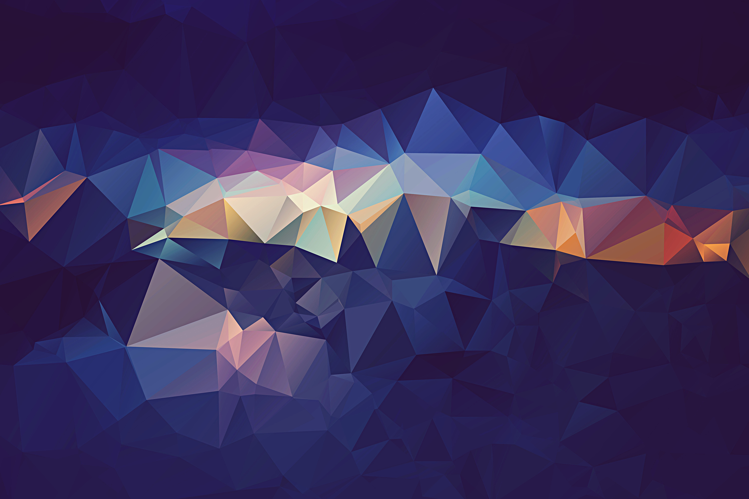 Low poly, Montagne, Geometrico, Blu, Arte digitale, sfondo Asus Zenfone